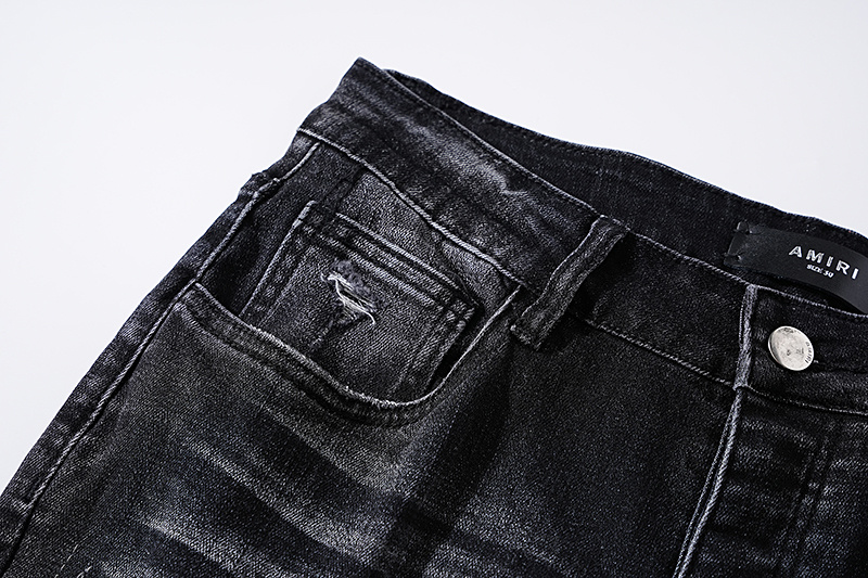 Amiri Moto Distressed Black Jeans H200 AM313