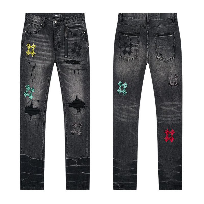 Amiri Multicolor Cross Patch Black Jeans H200 AM349