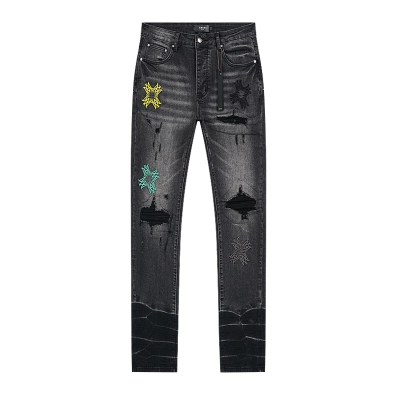 Amiri Multicolor Cross Patch Black Jeans H200 AM349 02
