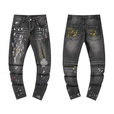 Amiri Paint Splatter Gray Jeans H200 AM326 01