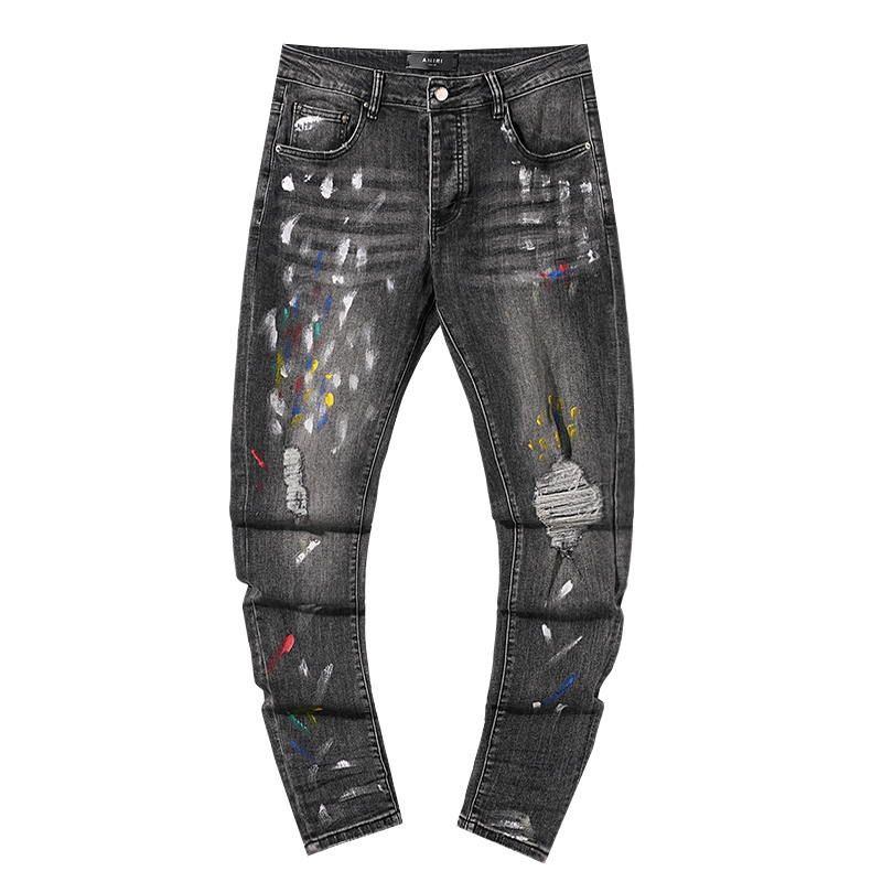 Amiri Paint Splatter Gray Jeans H200 AM326