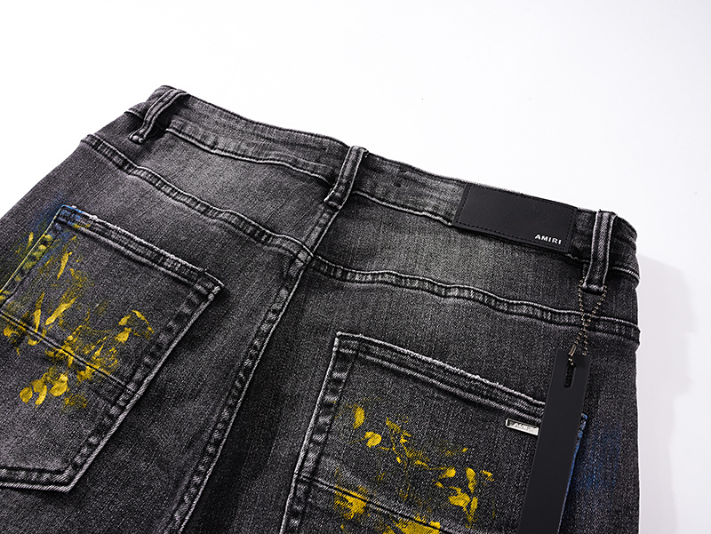 Amiri Paint Splatter Gray Jeans H200 AM326