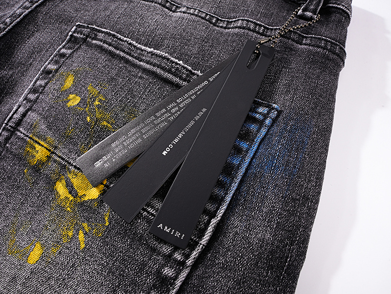 Amiri Paint Splatter Gray Jeans H200 AM326