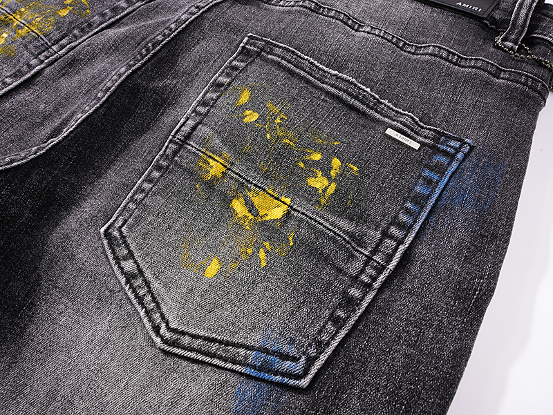 Amiri Paint Splatter Gray Jeans H200 AM326
