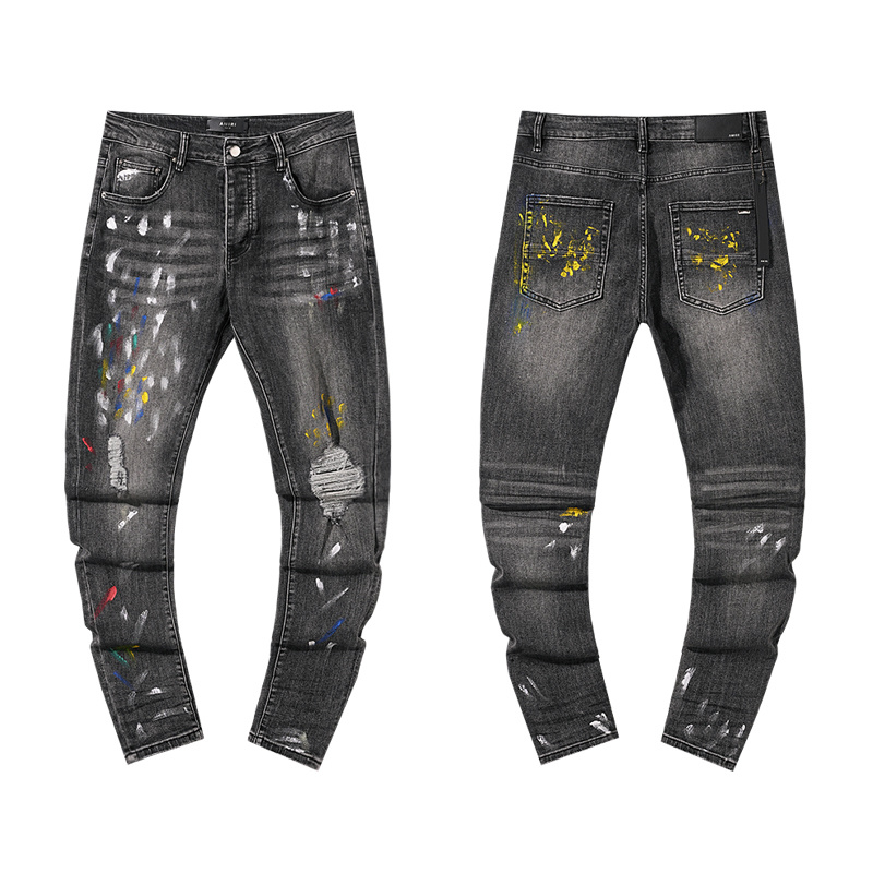 Amiri Paint Splatter Gray Jeans H200 AM326