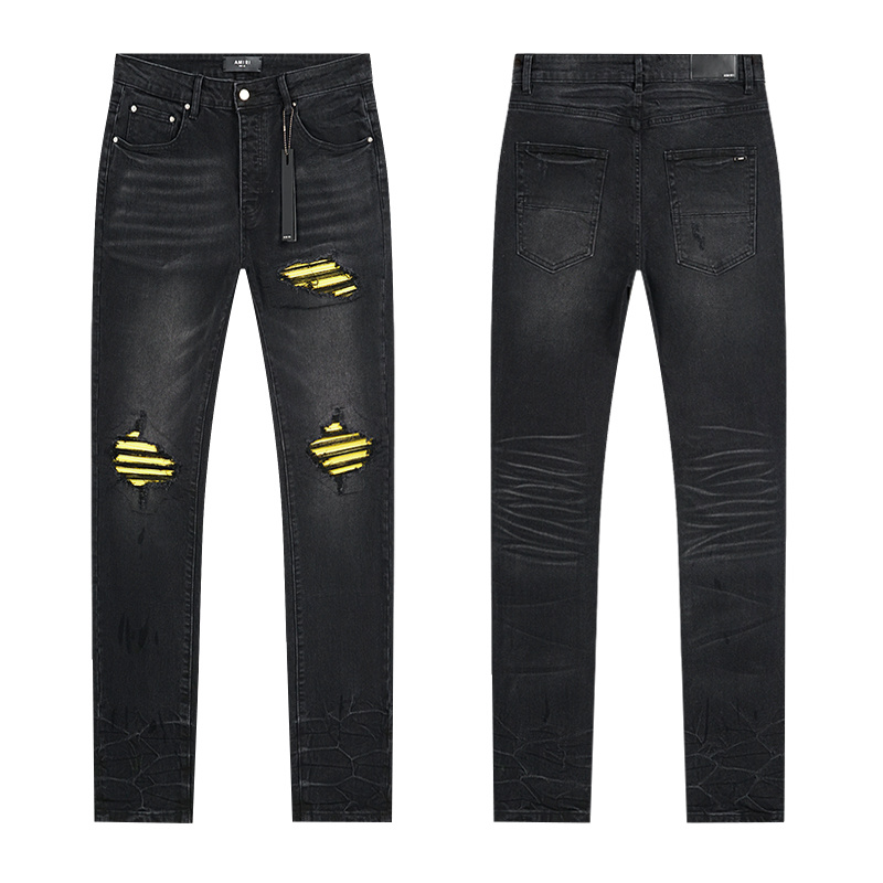 Amiri Yellow Patch Black Jeans H200 AM346