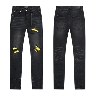Amiri Yellow Patch Black Jeans H200 AM346 01
