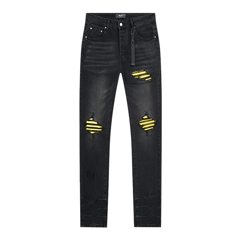 Amiri Yellow Patch Black Jeans H200 AM346