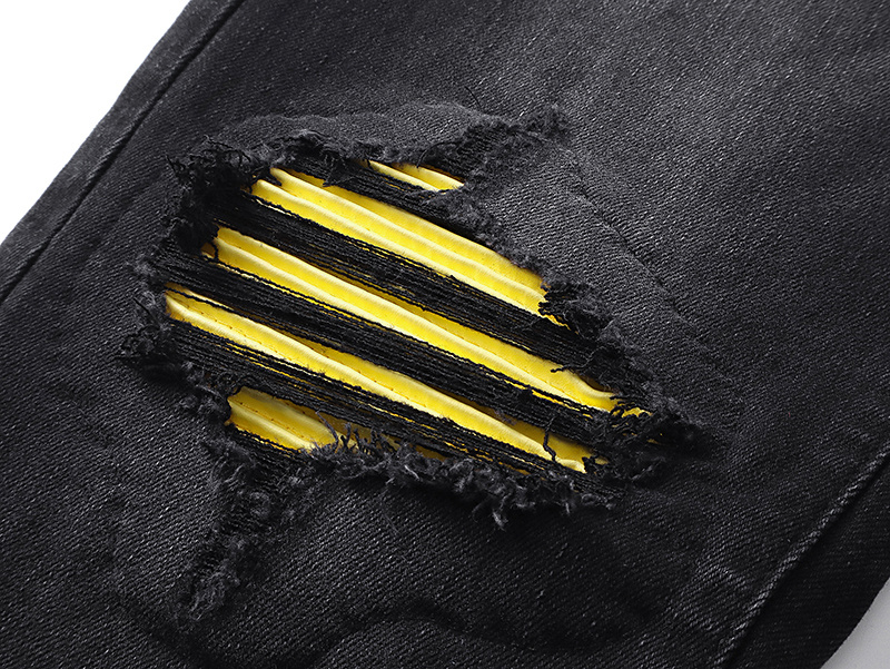 Amiri Yellow Patch Black Jeans H200 AM346