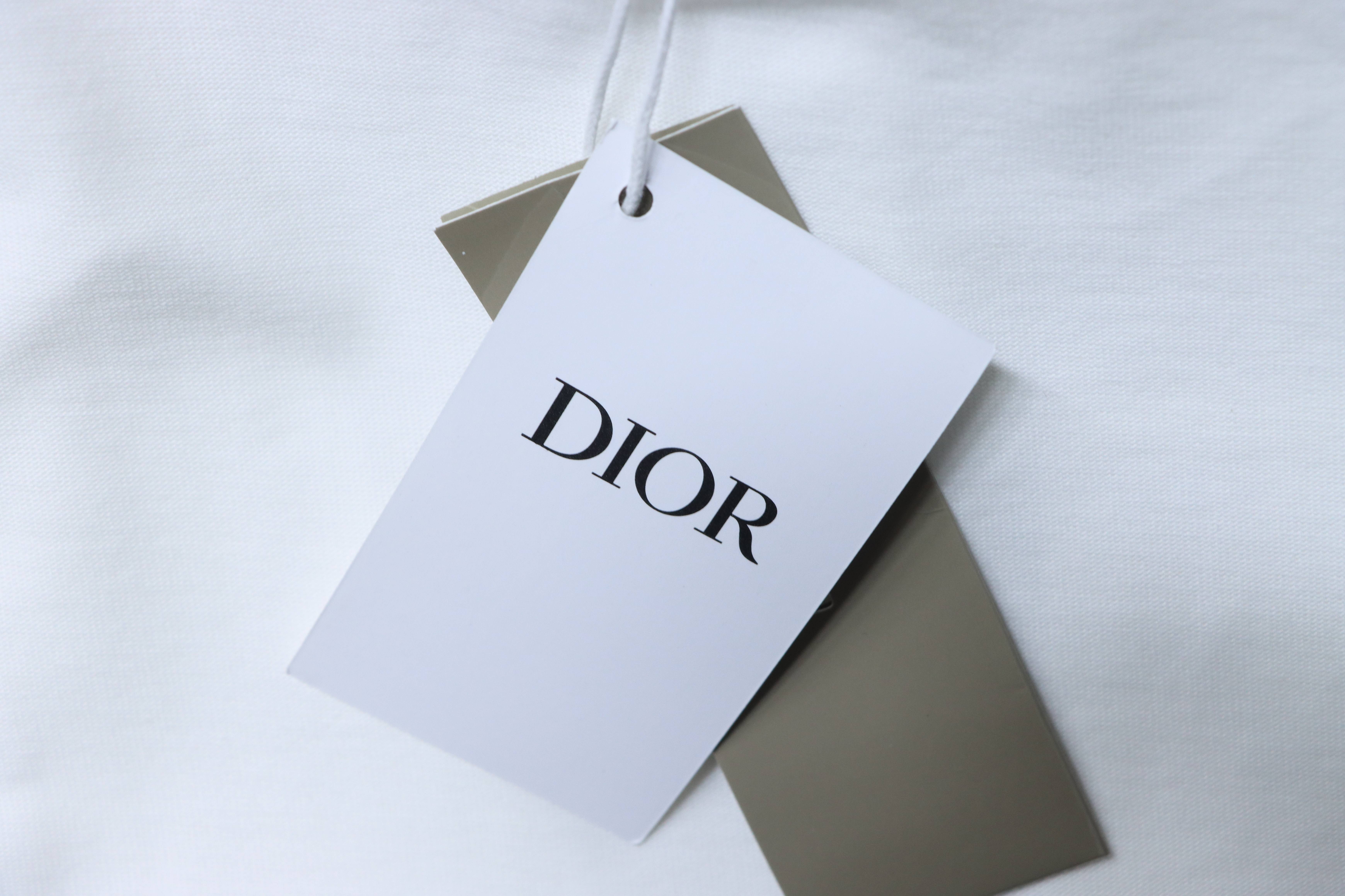 Dior 16SS Wicker Check Pocket Embroidered Letter T-Shirt Black H140