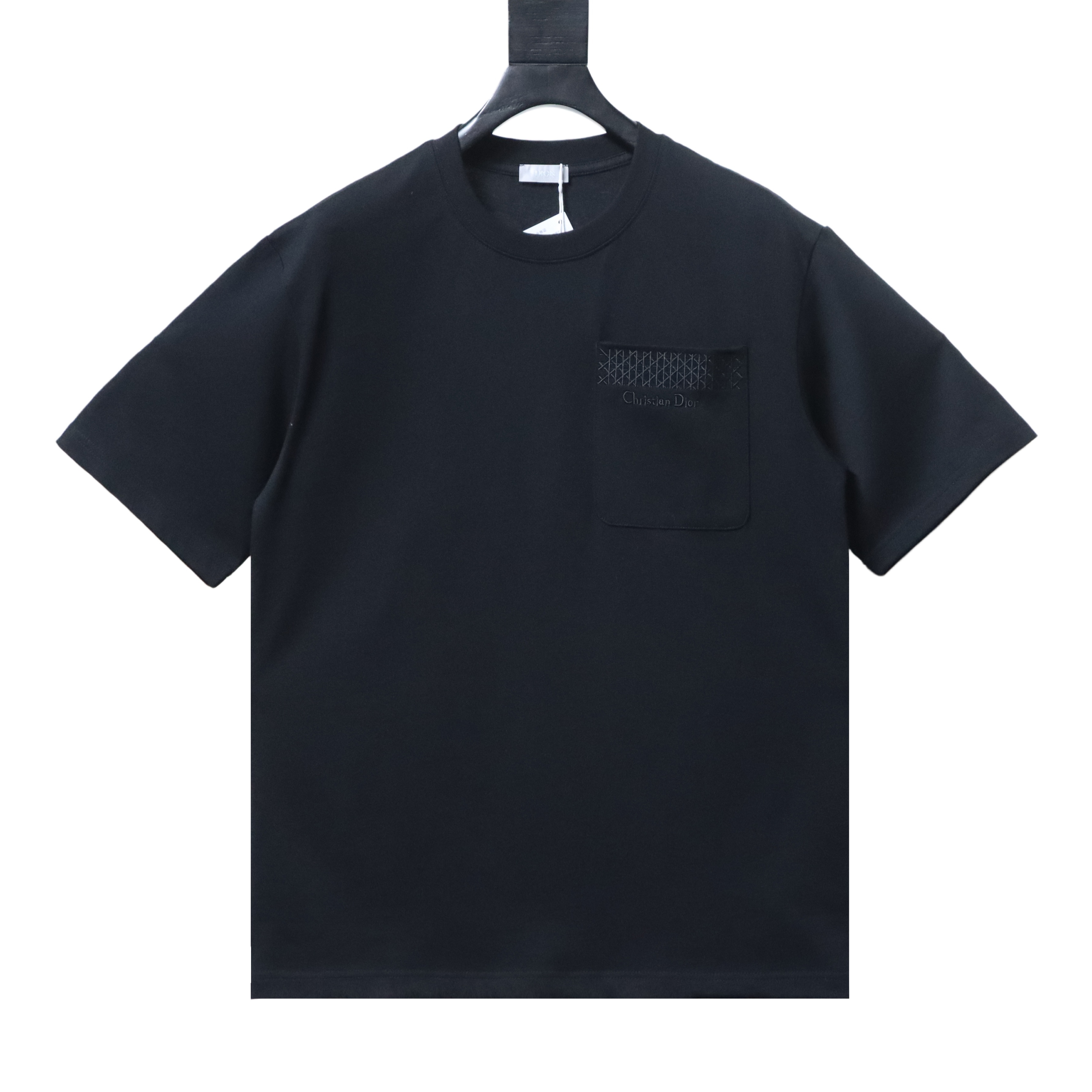 Dior 16SS Wicker Check Pocket Embroidered Letter T-Shirt White H140