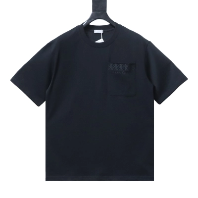 Dior 16SS Wicker Check Pocket Embroidered Letter T-Shirt White H140 01