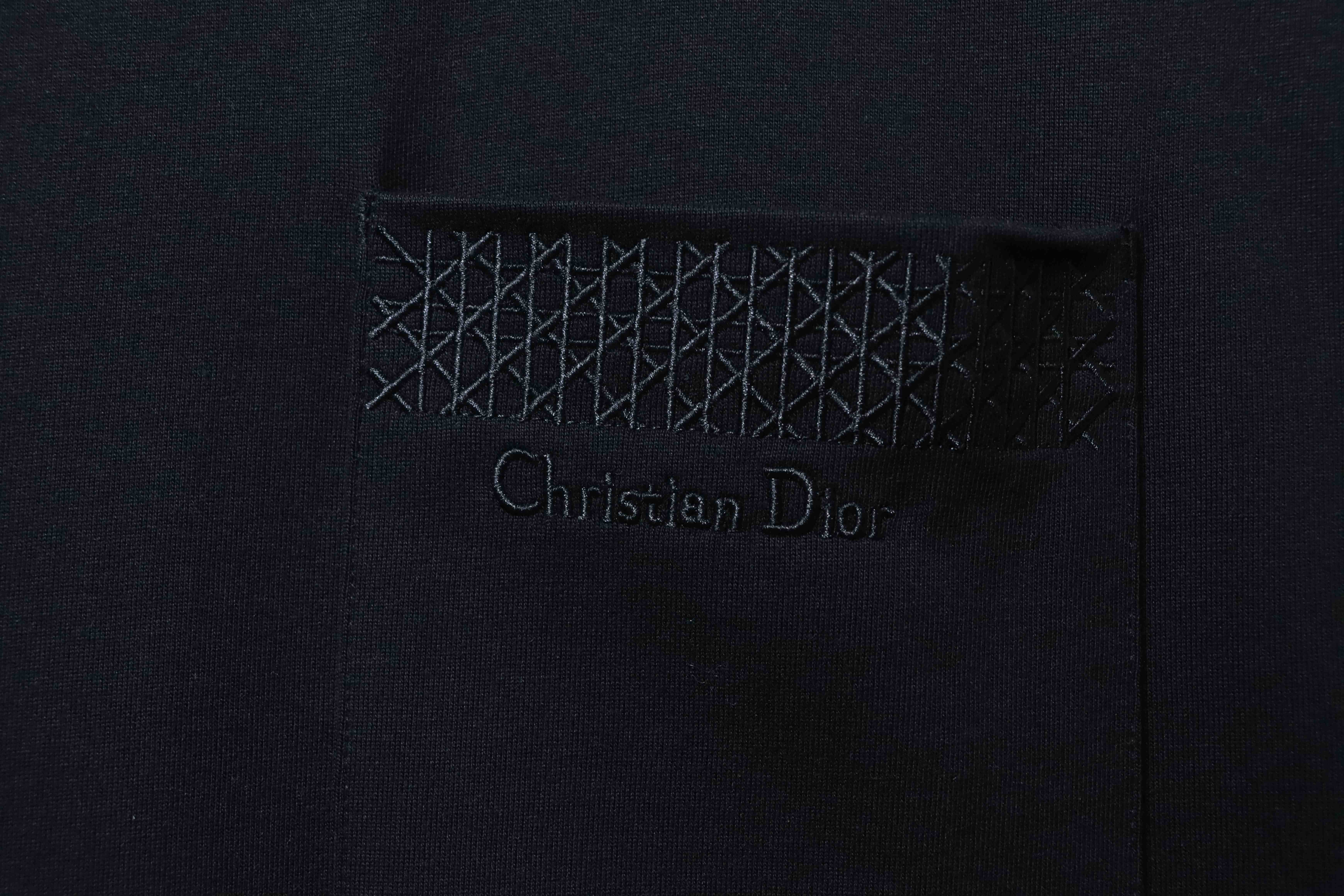 Dior 16SS Wicker Check Pocket Embroidered Letter T-Shirt White H140