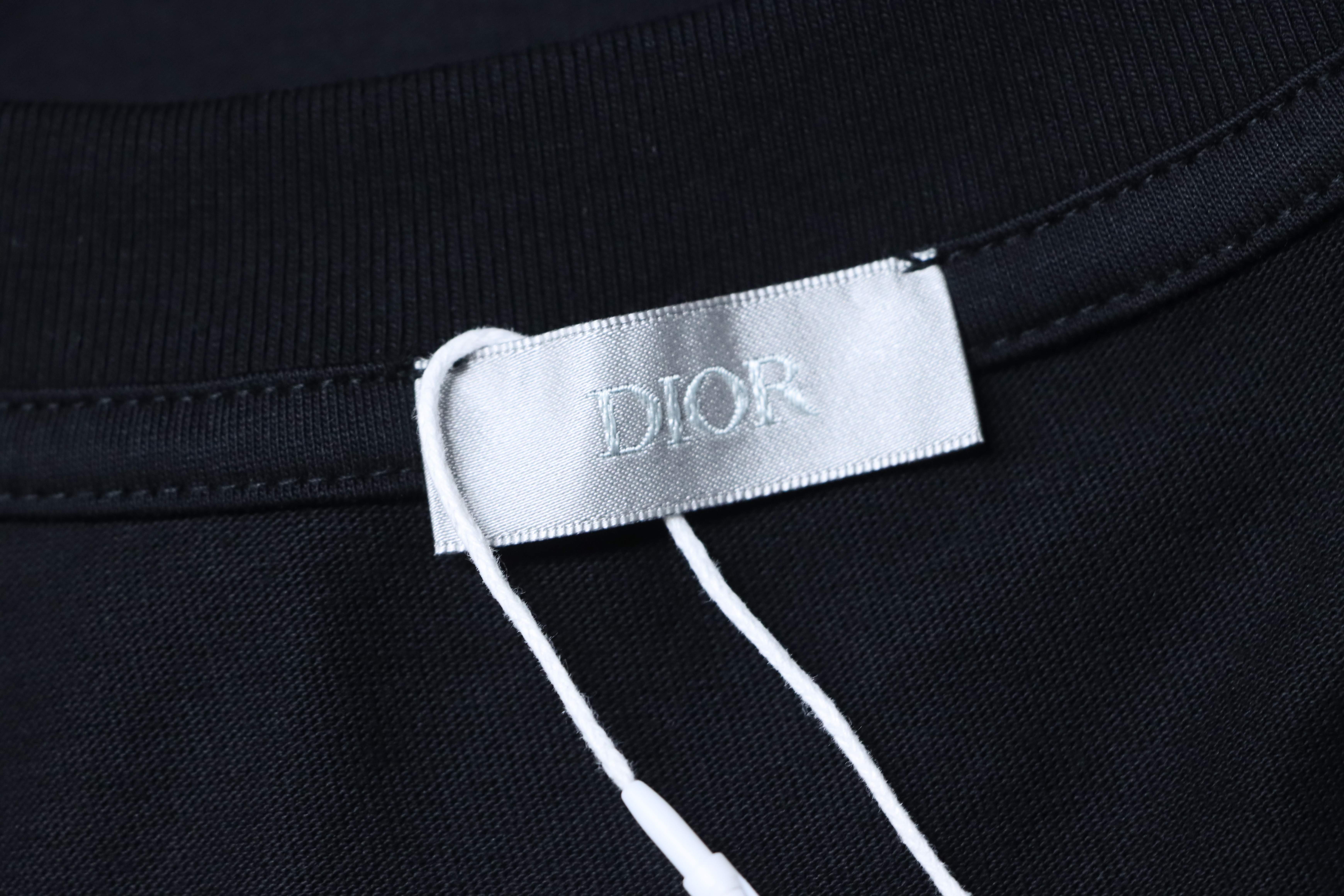 Dior 16SS Wicker Check Pocket Embroidered Letter T-Shirt White H140