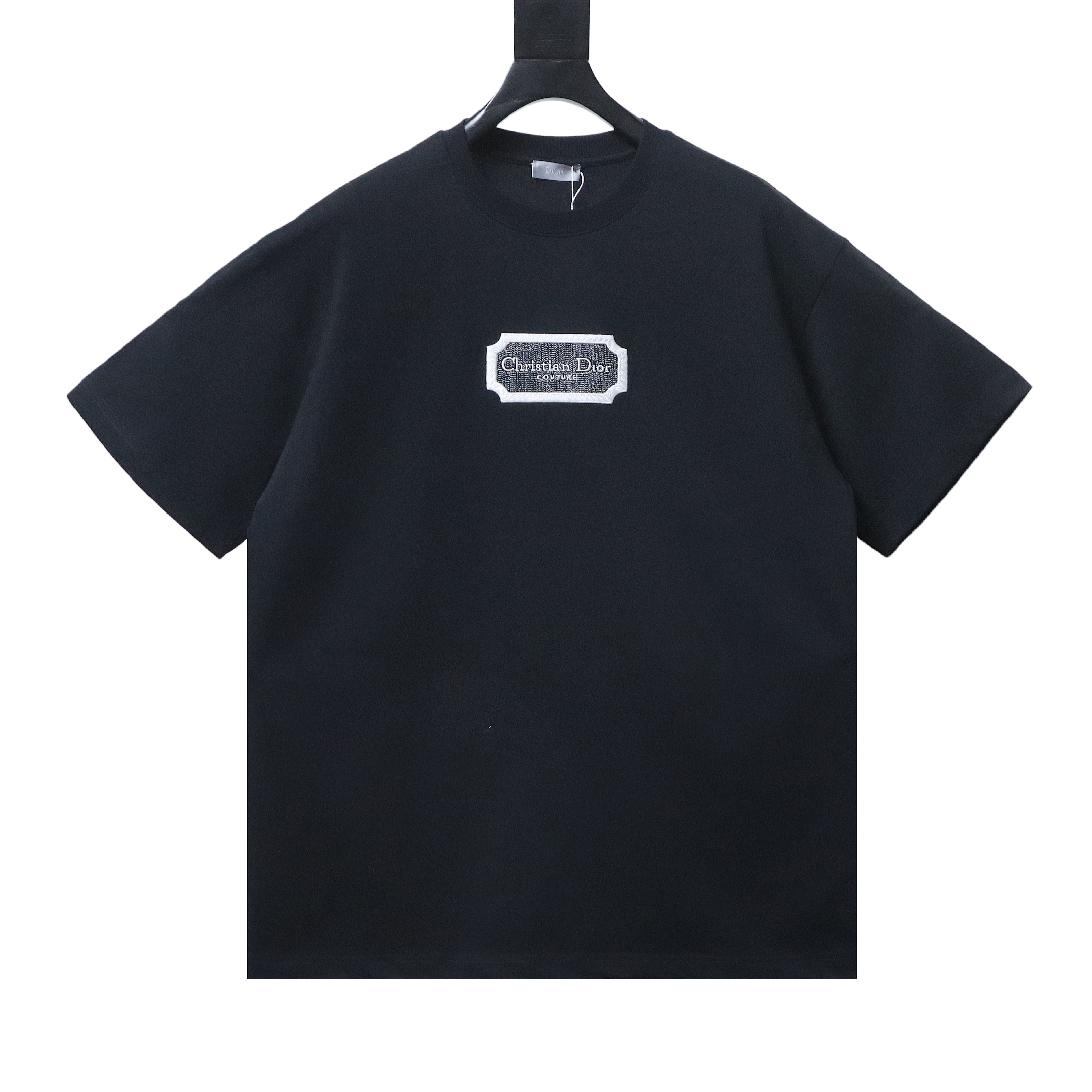 Dior 23SS Silver Logo Embroidered T-Shirt Black H140
