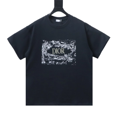 Dior 25SS Floral Puff Logo T-Shirt Burgundy H140 02