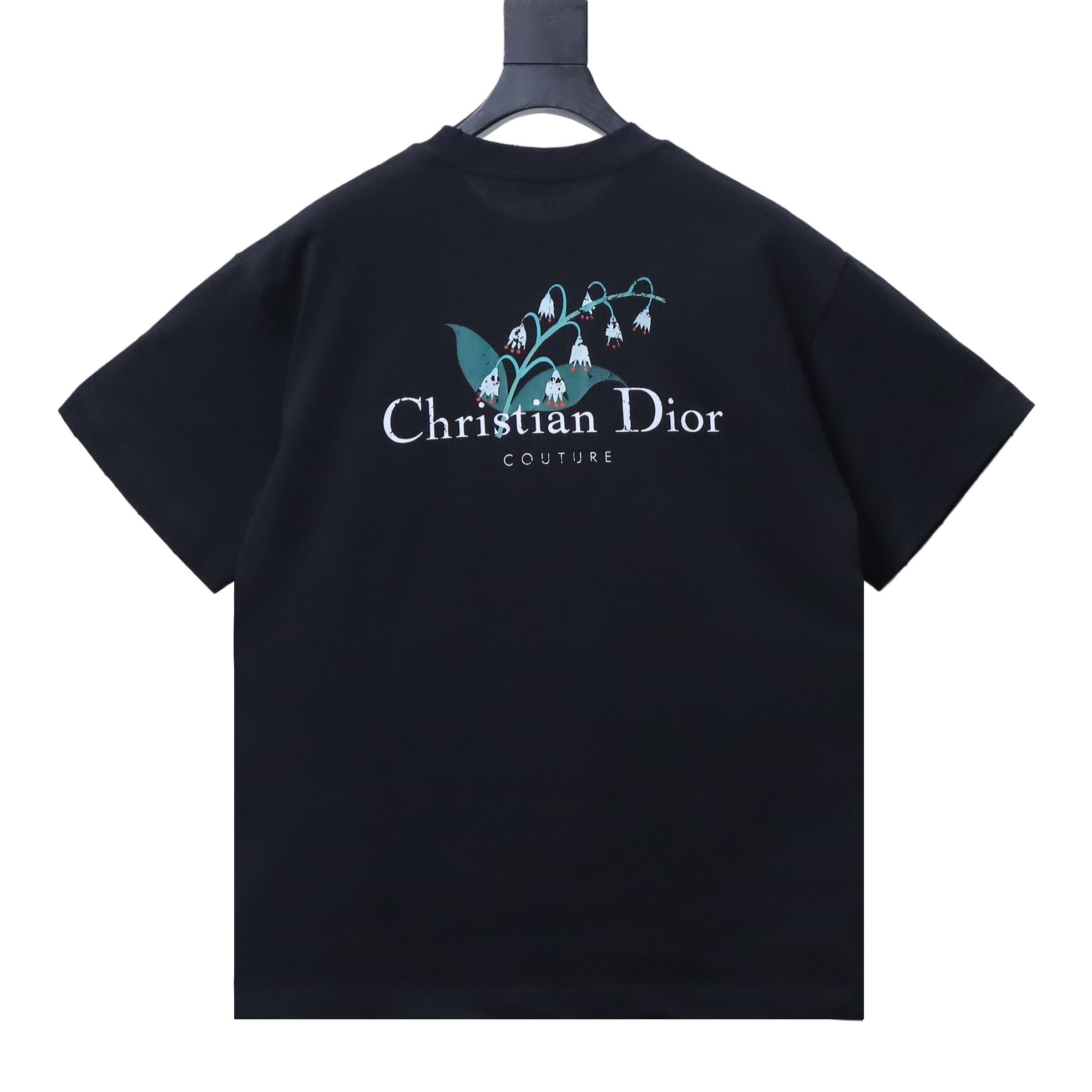 Dior 25SS Lily of the Valley Distressed Print T-Shirt Black H140