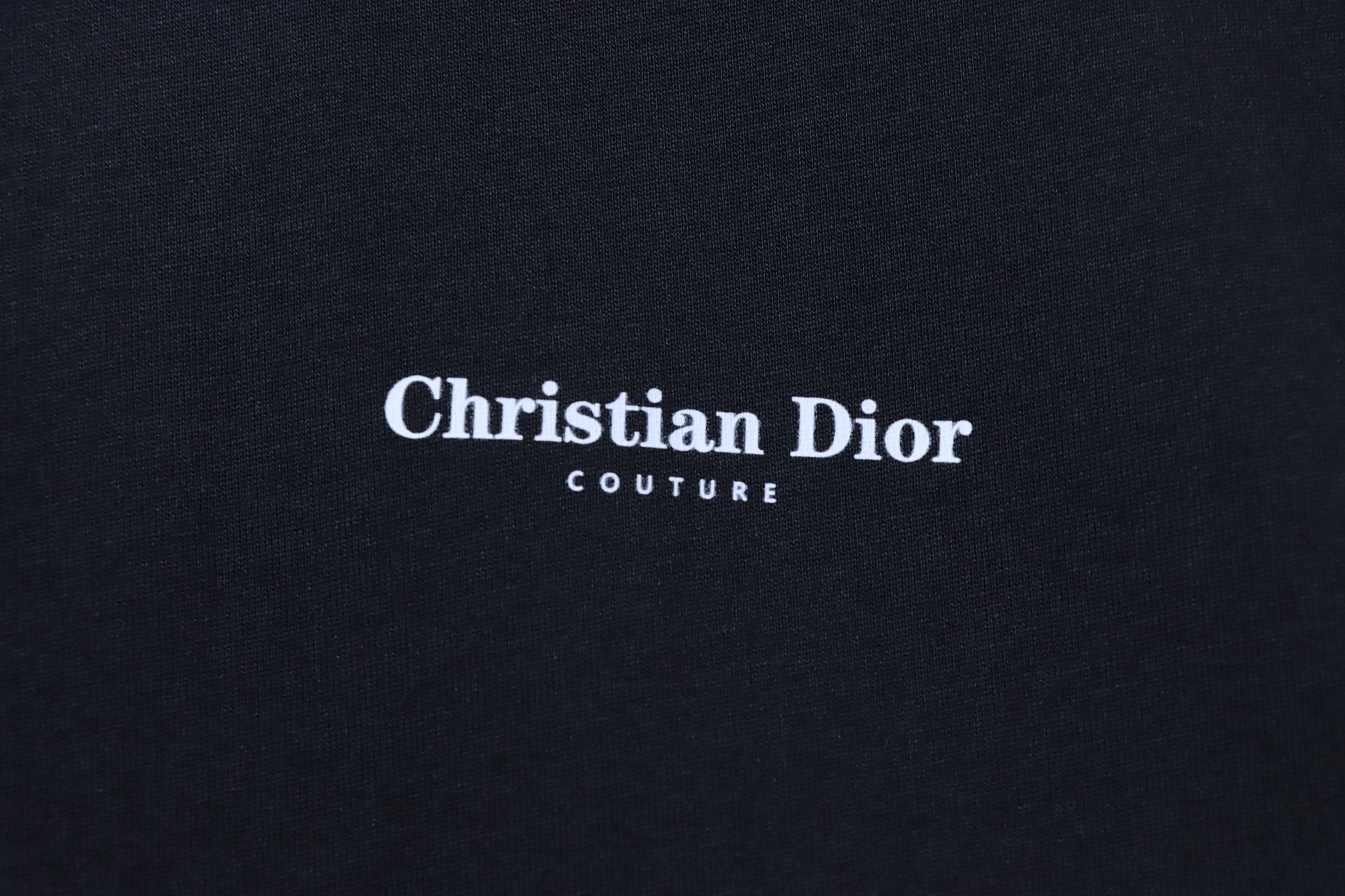 Dior 25SS Lily of the Valley Distressed Print T-Shirt Black H140