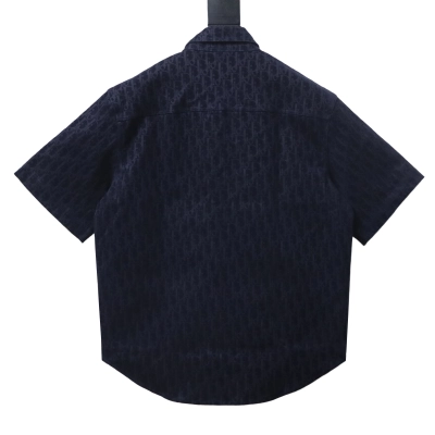 Dior 25SS Year of the Snake Flocked Monogram Embroidered Denim Shirt Navy H250 02
