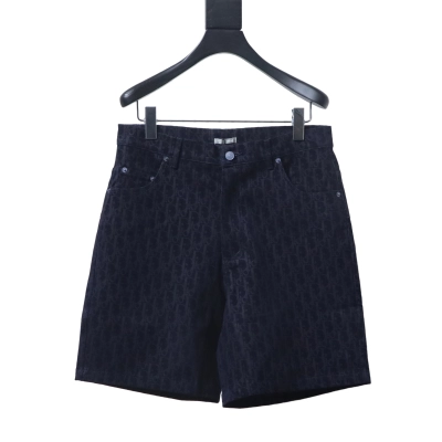 Dior 25SS Year of the Snake Flocked Monogram Embroidered Denim Shorts Navy H210 02
