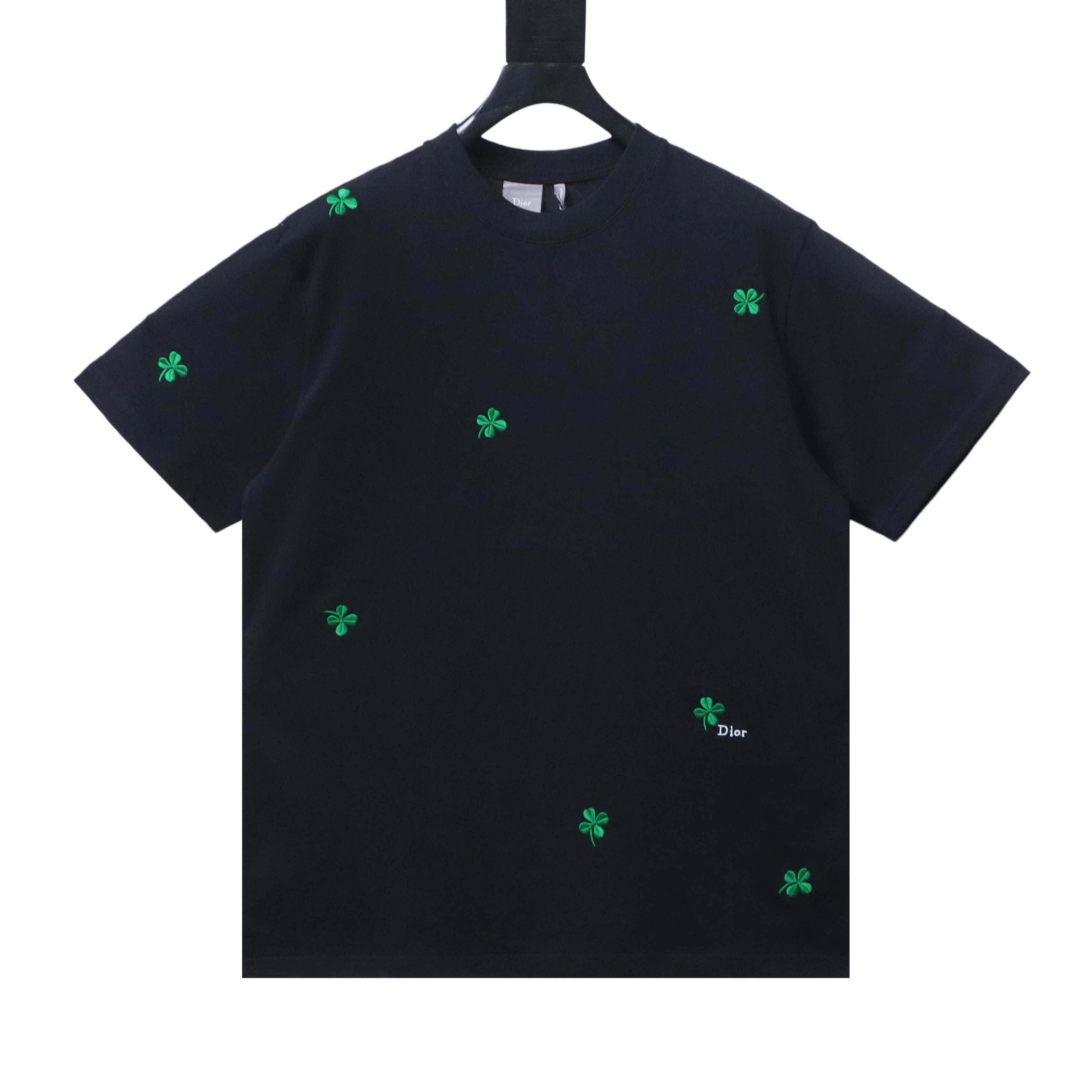 Dior 26SS All-Over Clover Embroidered T-Shirt Black H160