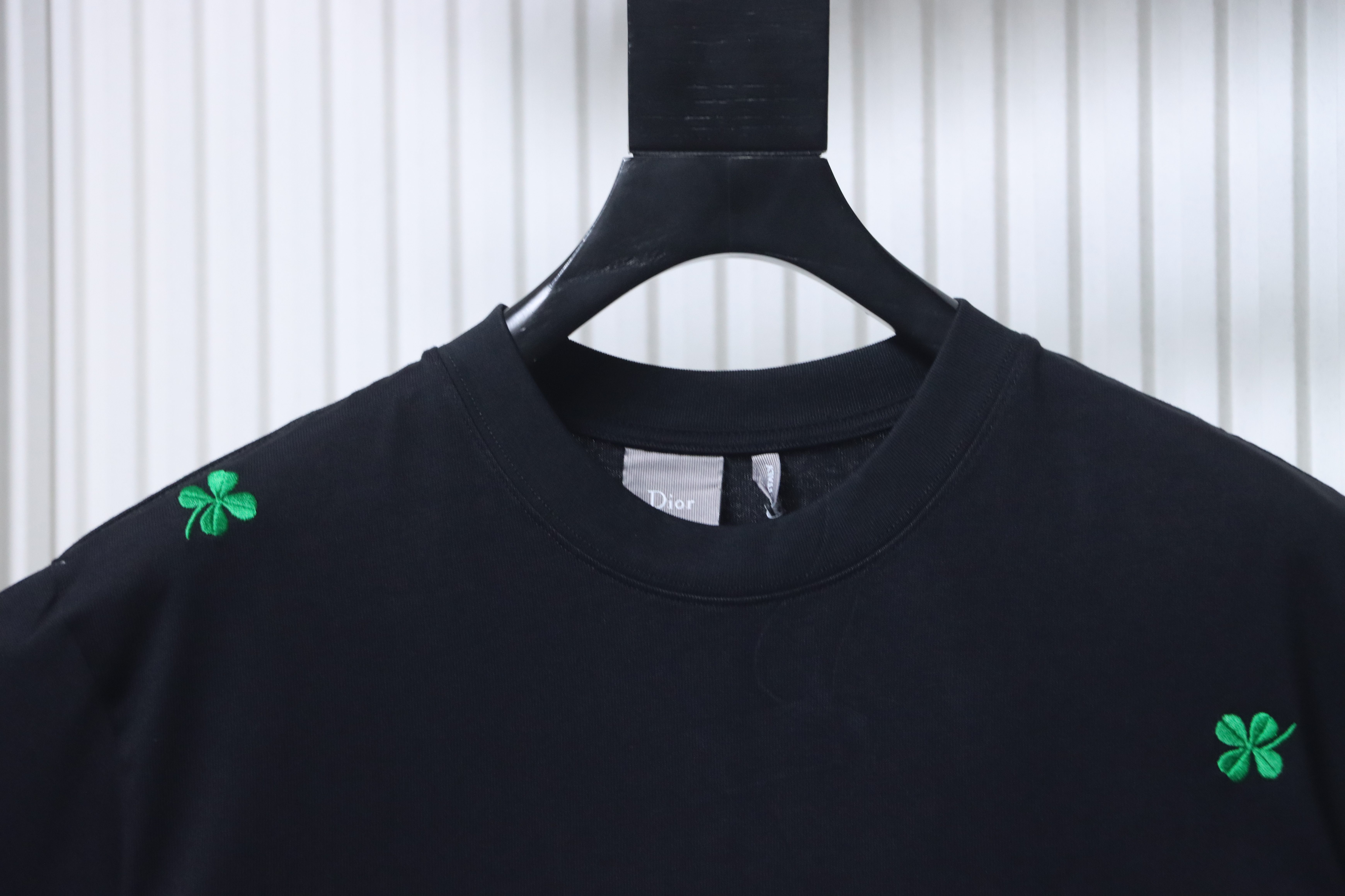 Dior 26SS All-Over Clover Embroidered T-Shirt Black H160