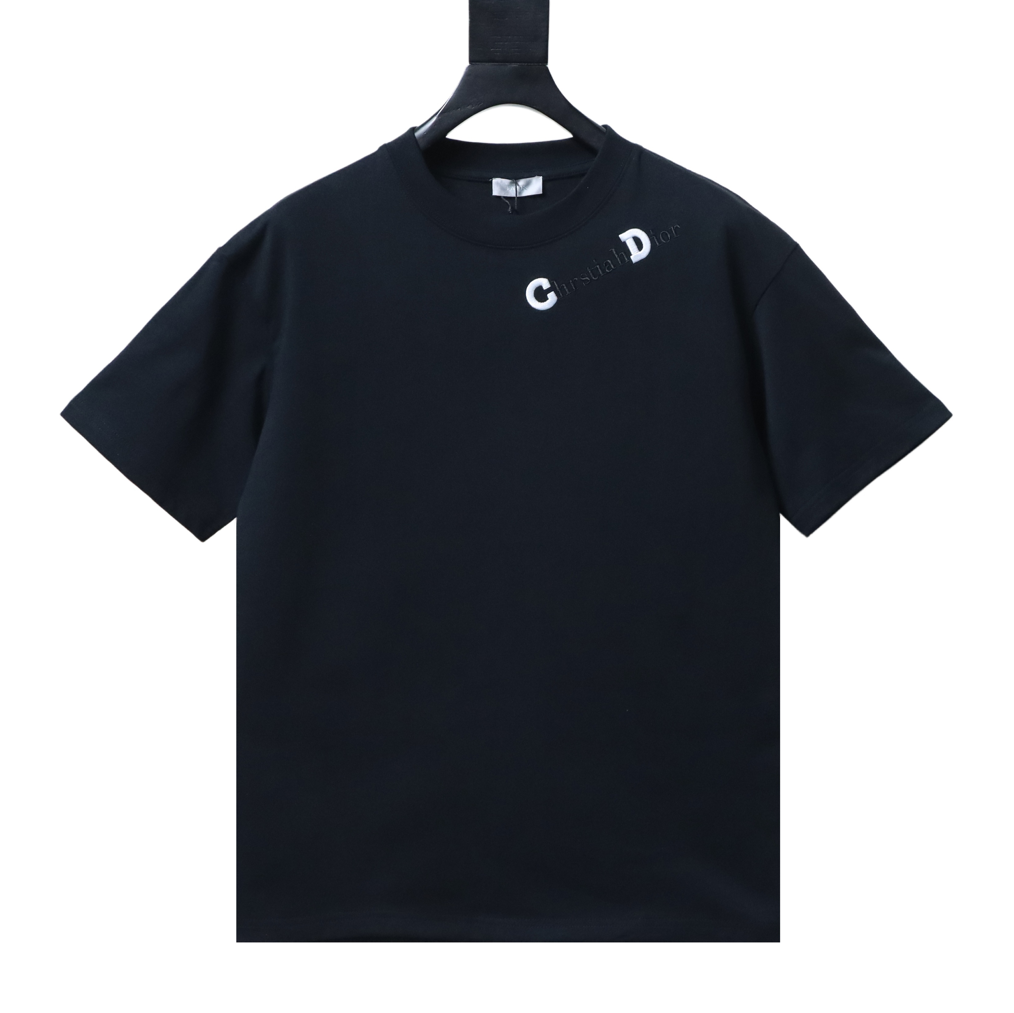 Dior 26SS CD Slogan Embroidered Logo T-Shirt Black H140
