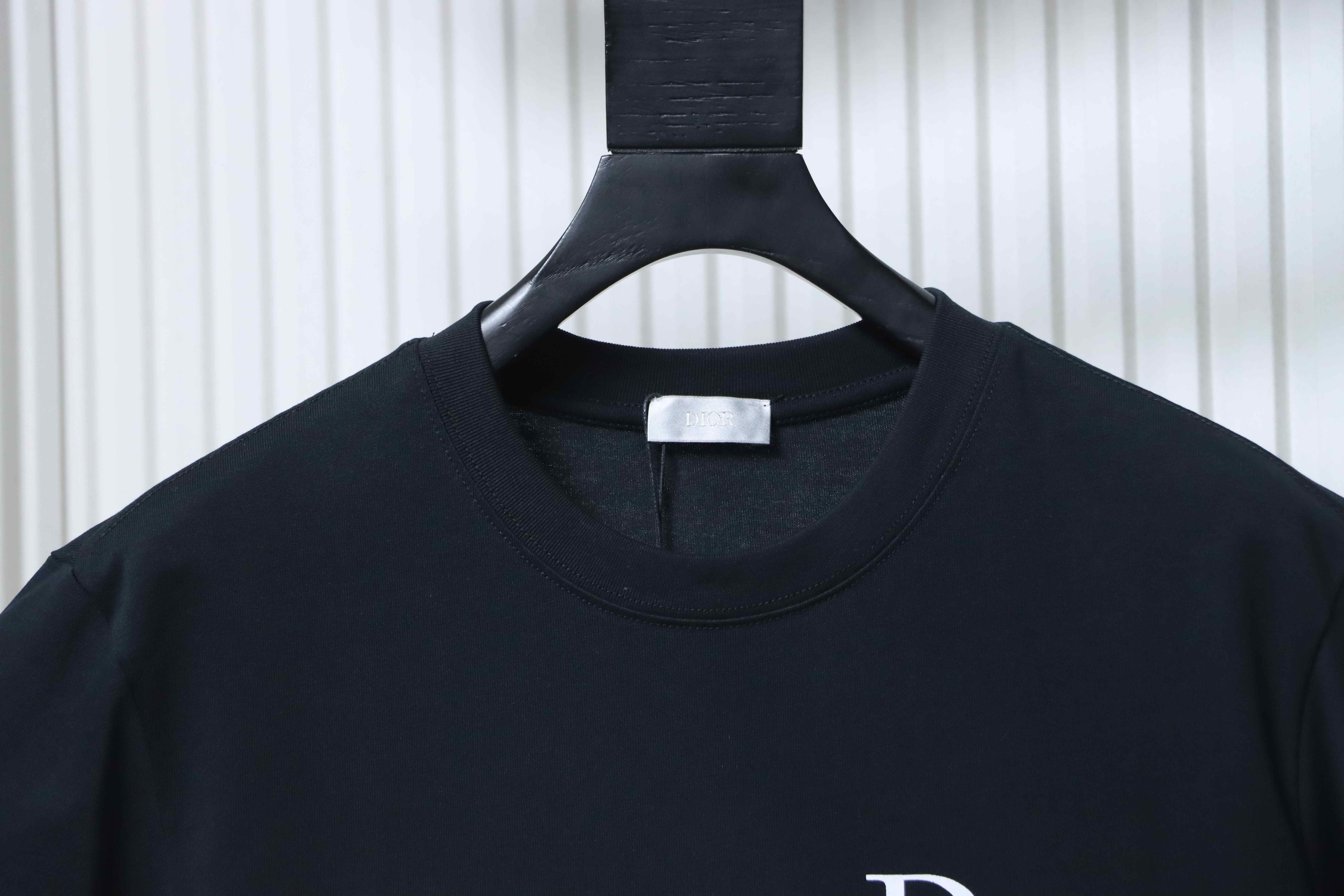 Dior 26SS Front Distressed CD Letter Print T-Shirt Black H140