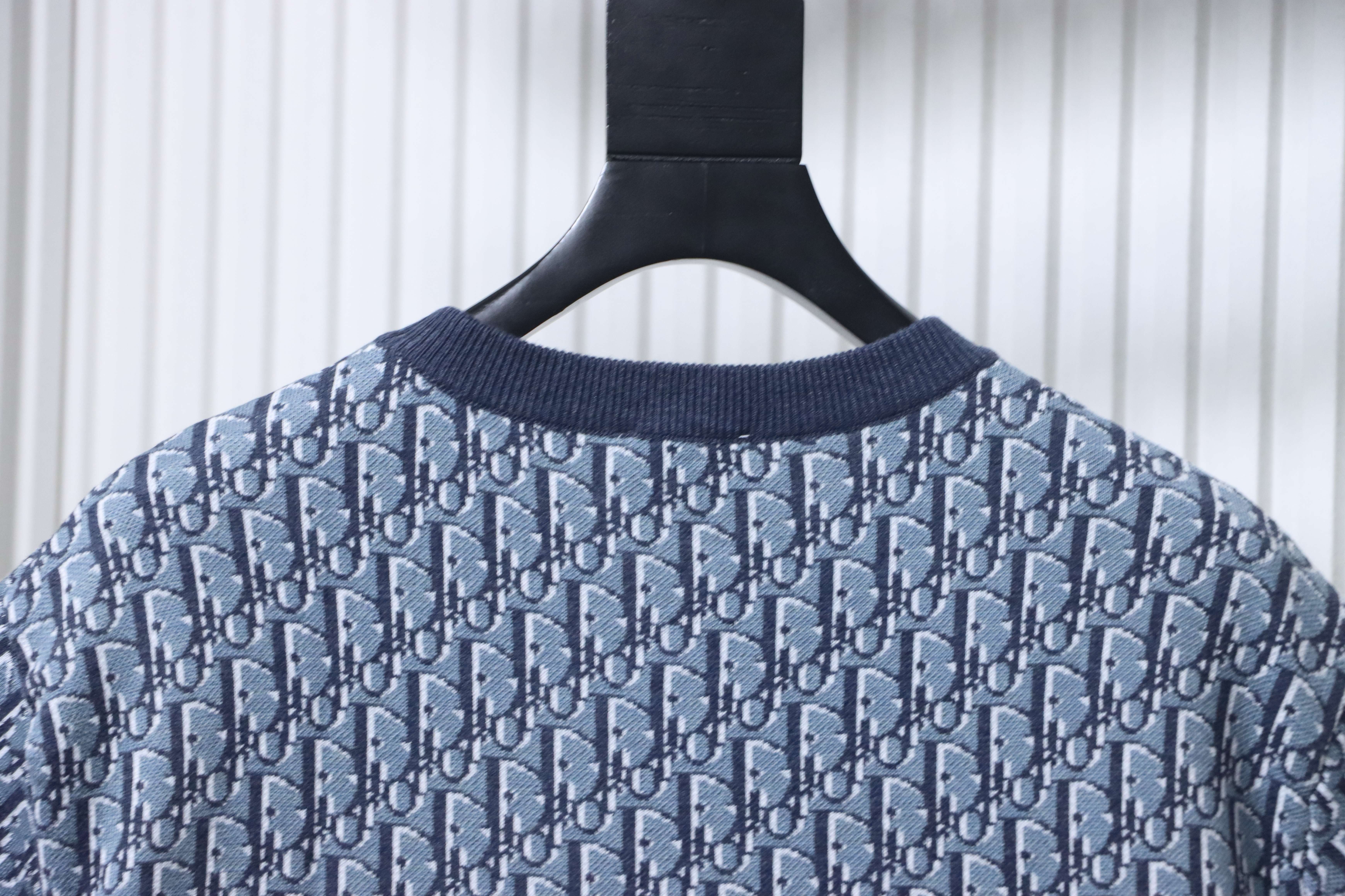 Dior 26SS Monogram Jacquard Knit T-Shirt Blue H180