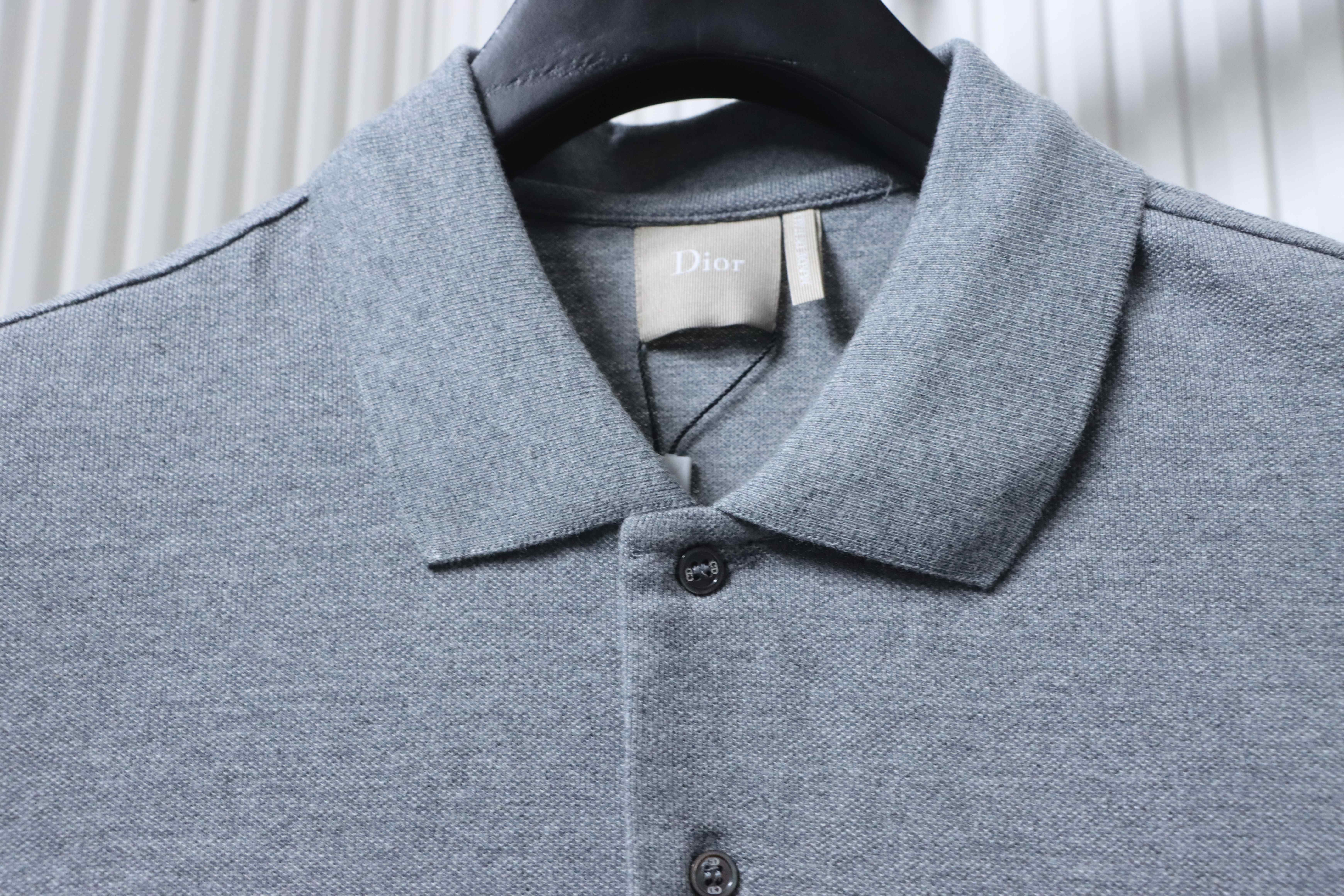 Dior 26SS Pocket Letter Embroidered Polo Grey H170
