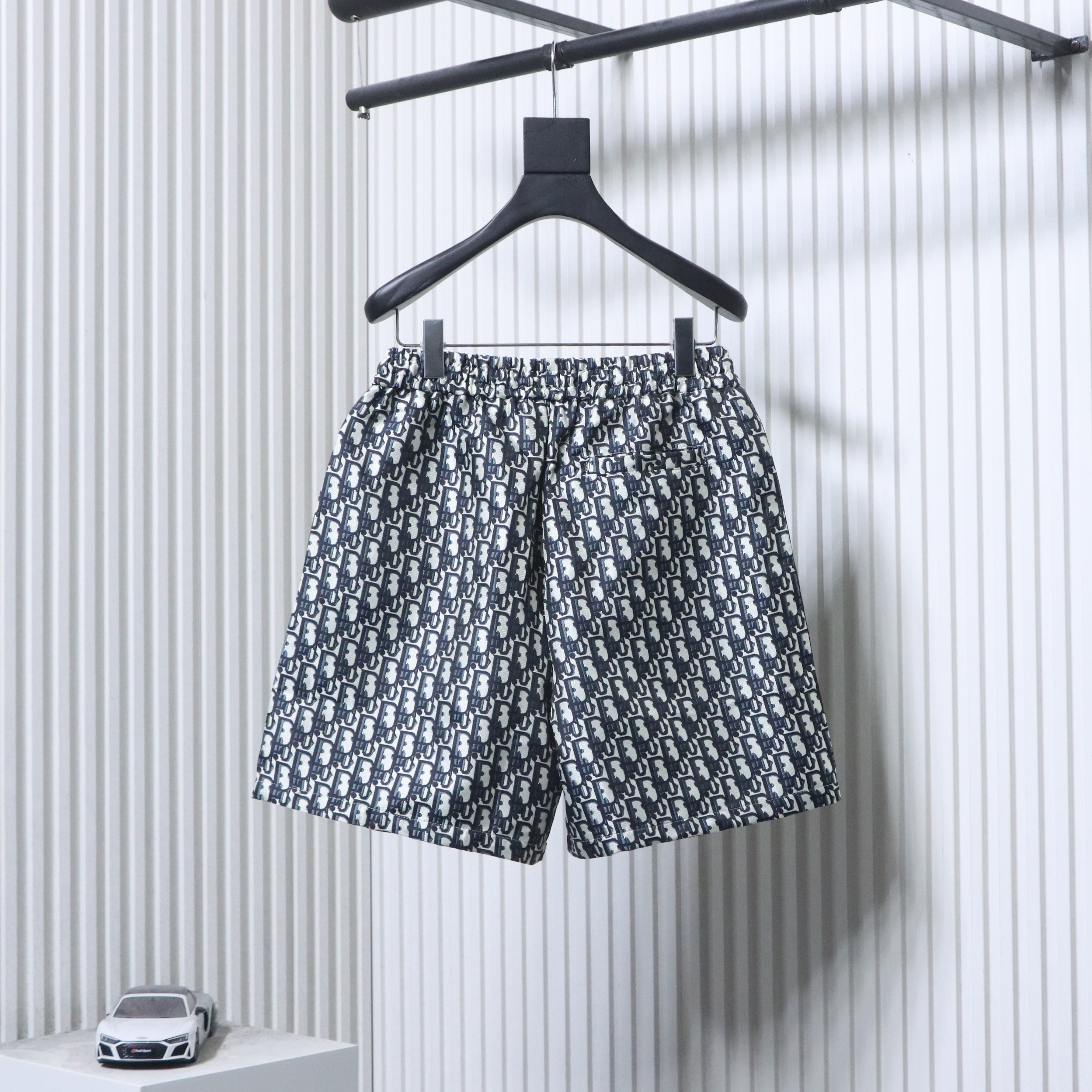 Dior All-Over Monogram Side Tape Shorts Blue H170