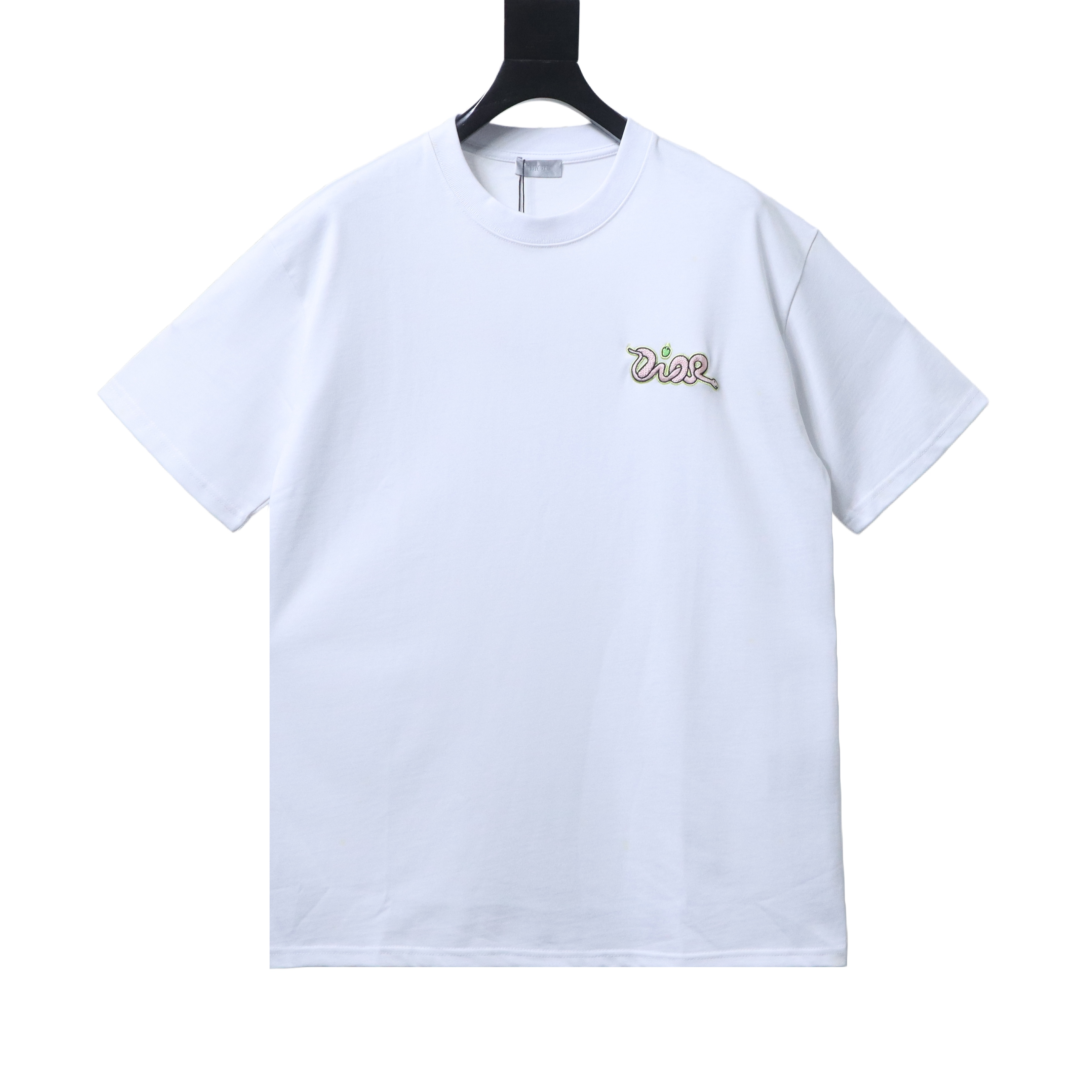 Dior CD 2025 Snake Year Limited Embroidered Letters T-Shirt White H140