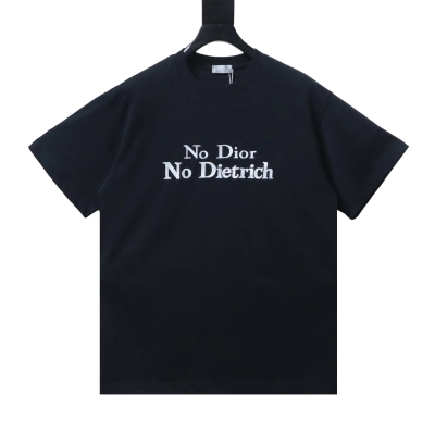 Dior CD Embroidered Letter Logo T-Shirt Black H140 01