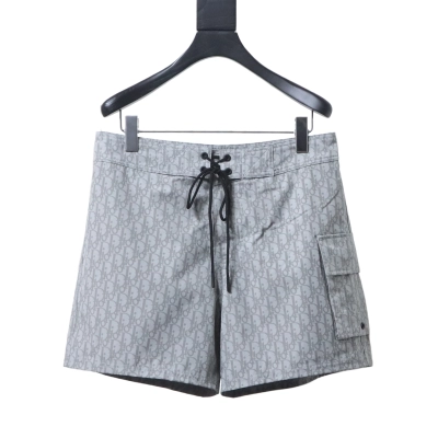 Dior CD Monogram Tape Drawstring Shorts Grey H210 01
