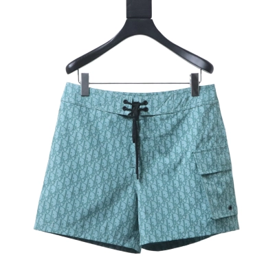 Dior CD Monogram Tape Drawstring Shorts Light Green H210 01