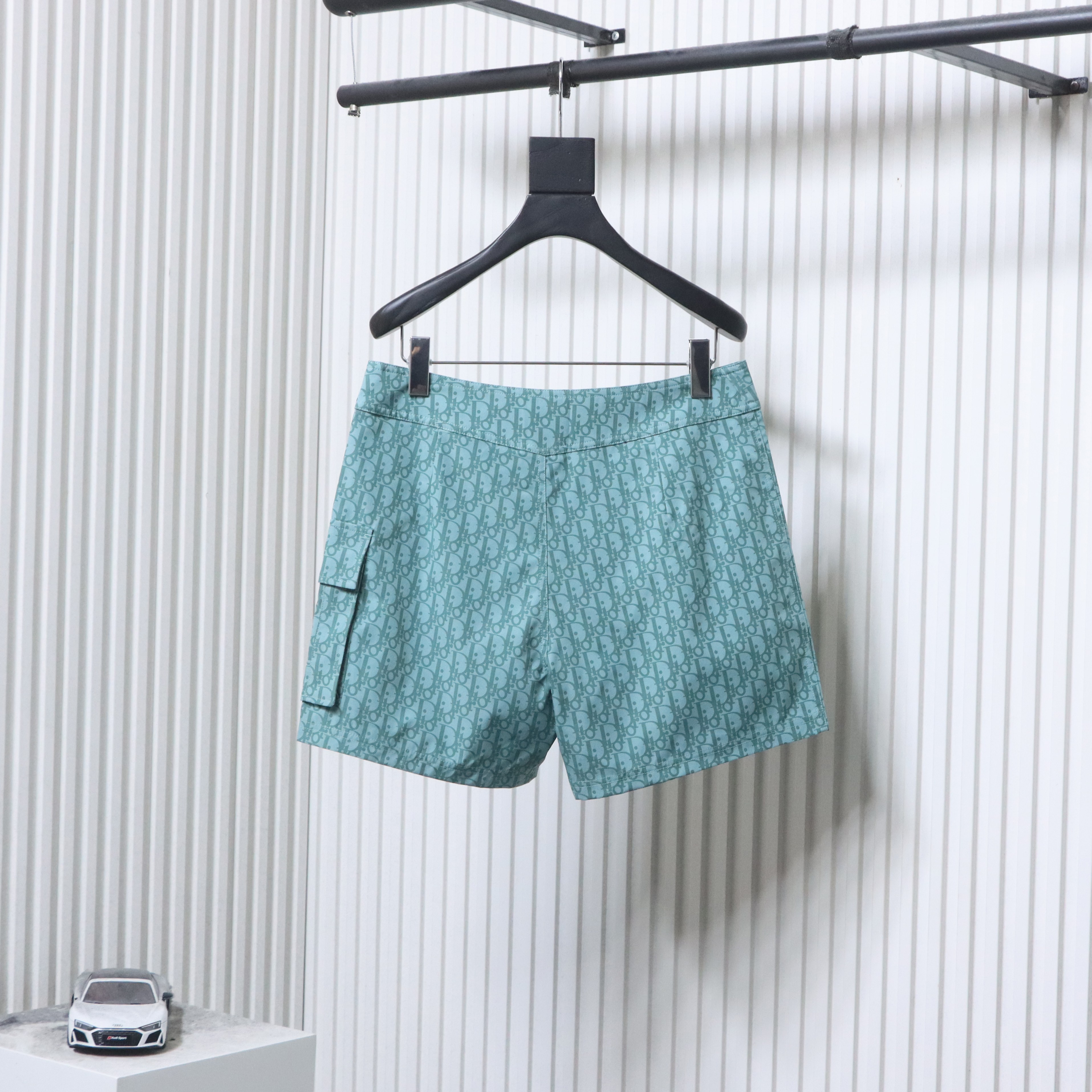Dior CD Monogram Tape Drawstring Shorts Light Green H210