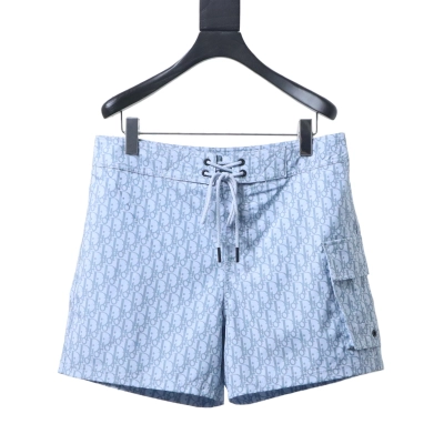 Dior CD Monogram Tape Drawstring Shorts Light Blue H210 01
