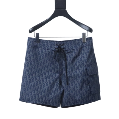 Dior CD Monogram Tape Drawstring Shorts Navy H210 01