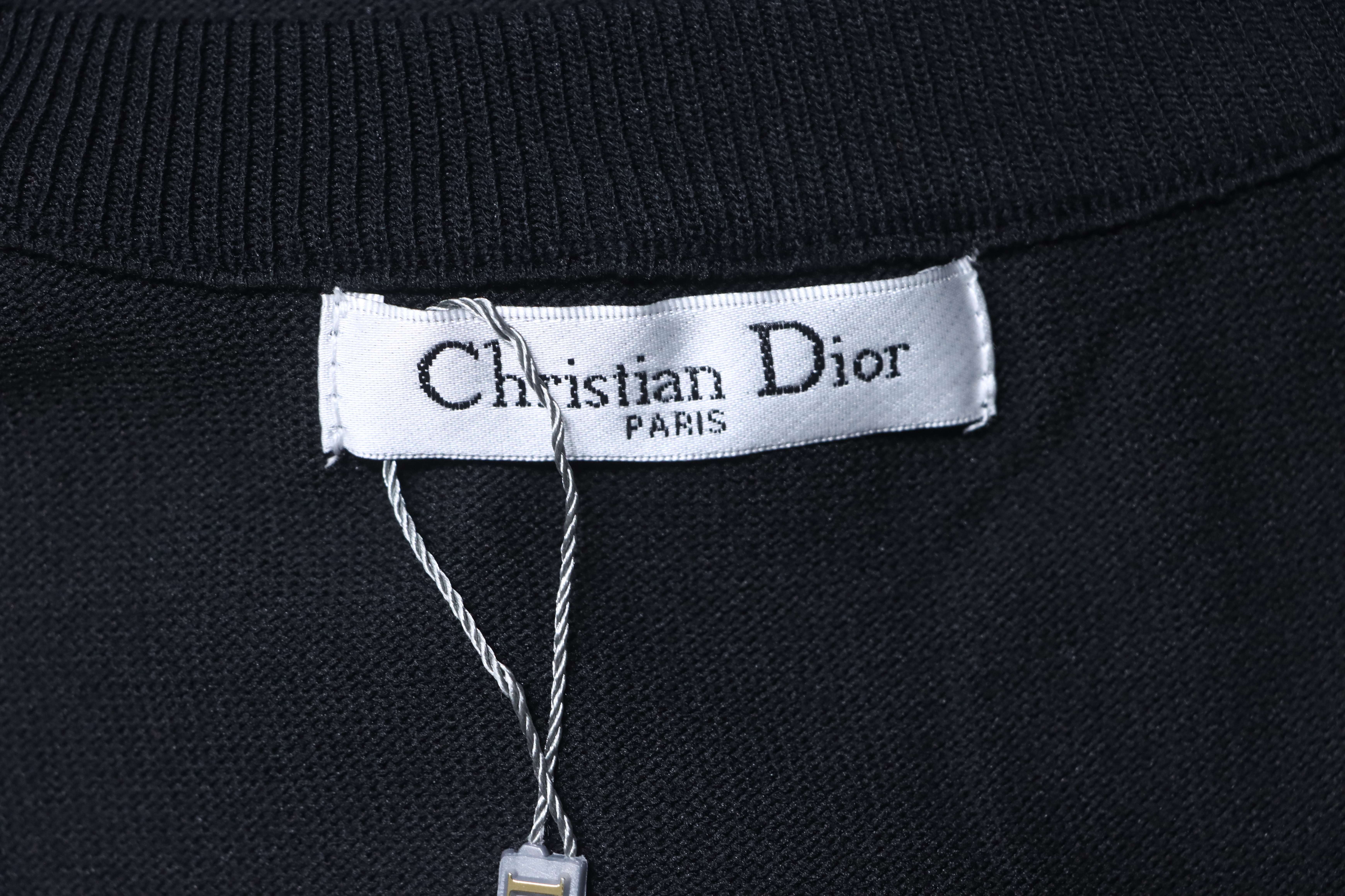 Dior Chest Letter Jacquard Knit T-Shirt Black H170