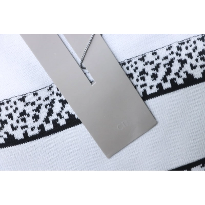 Dior Chest Letter Jacquard Knit T-Shirt White H170 02