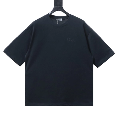 Dior Classic Embroidered Letter Small Logo T-Shirt Black H130 01