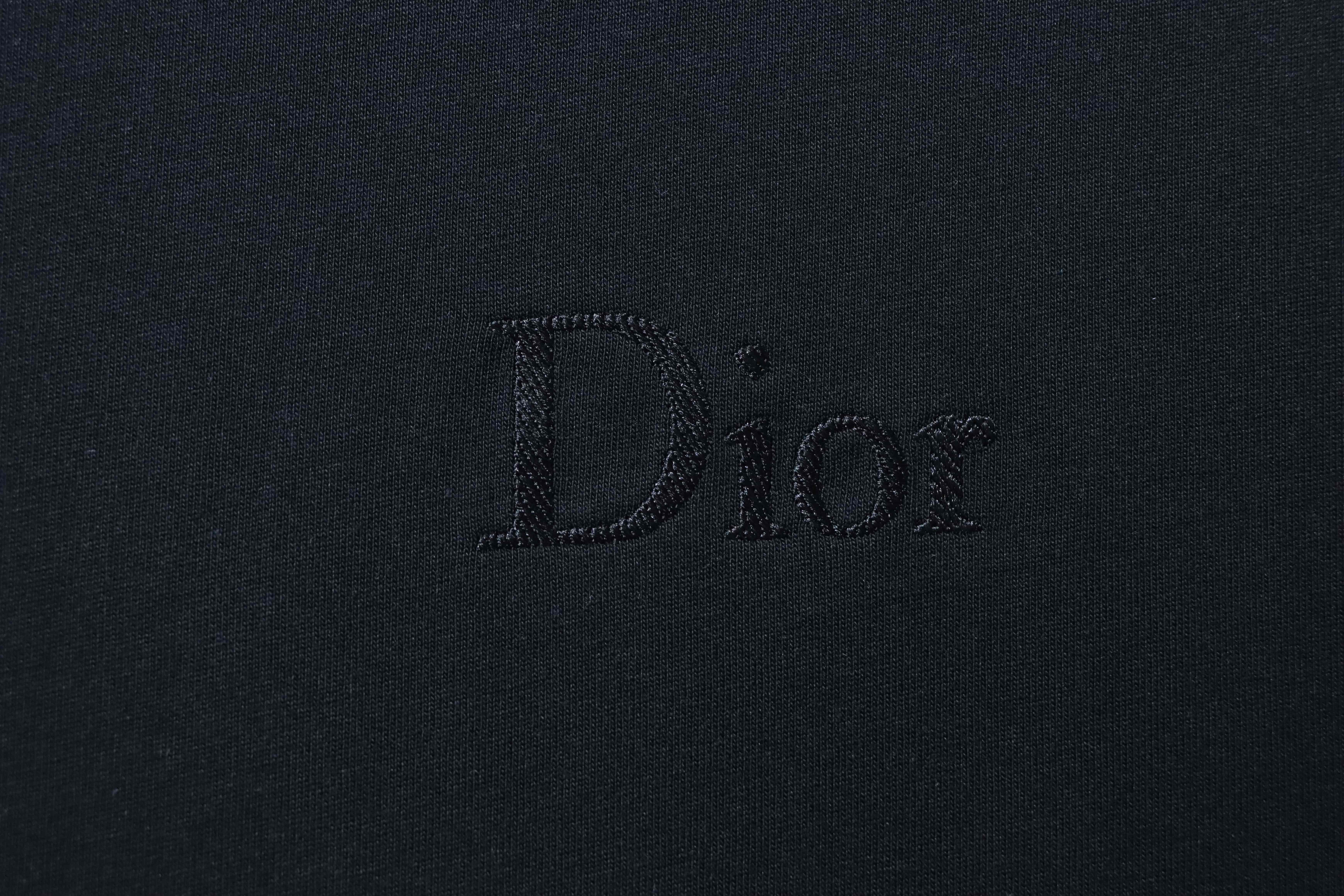 Dior Classic Embroidered Letter Small Logo T-Shirt Black H130