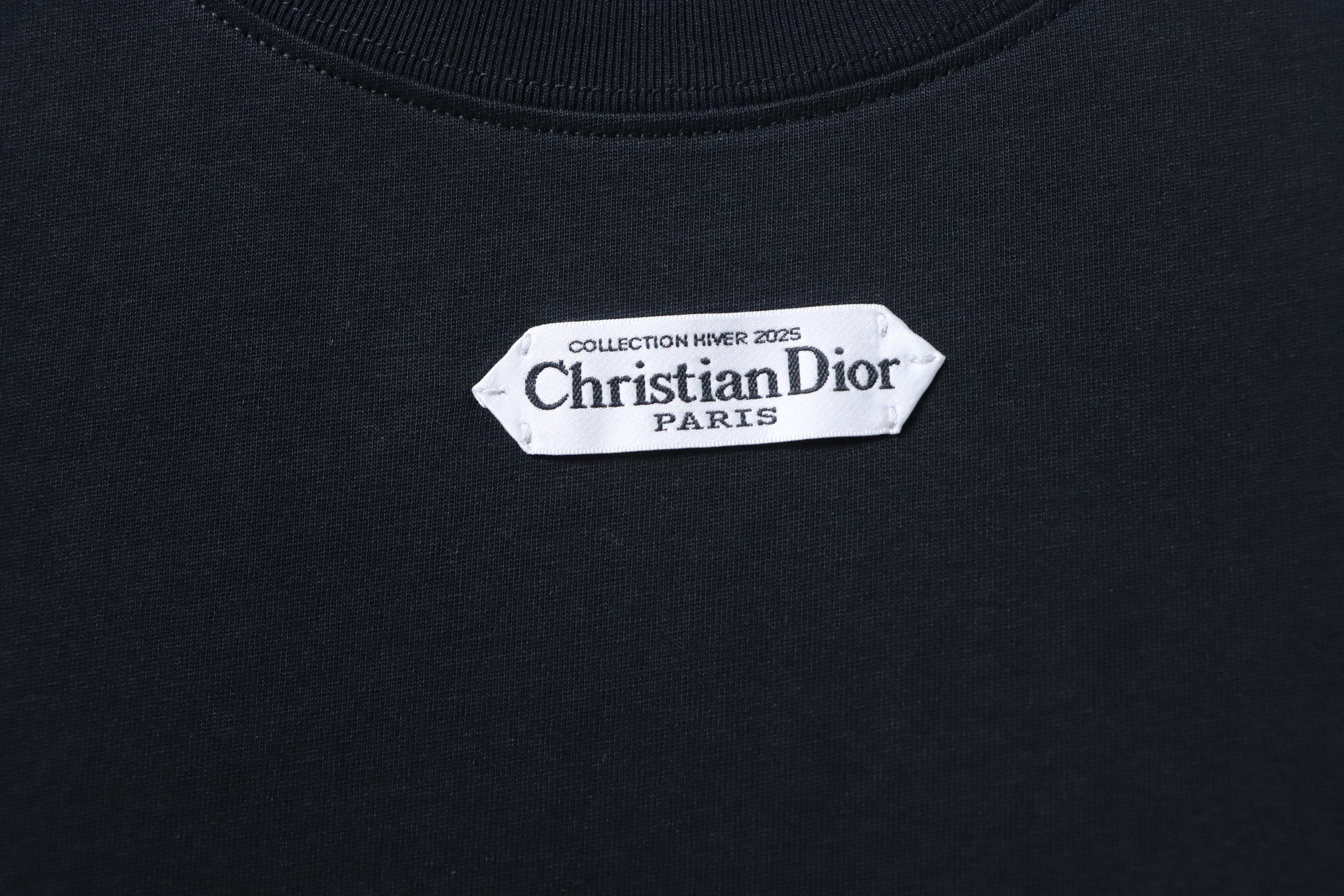 Dior Collar Label Letter T-Shirt Black H140