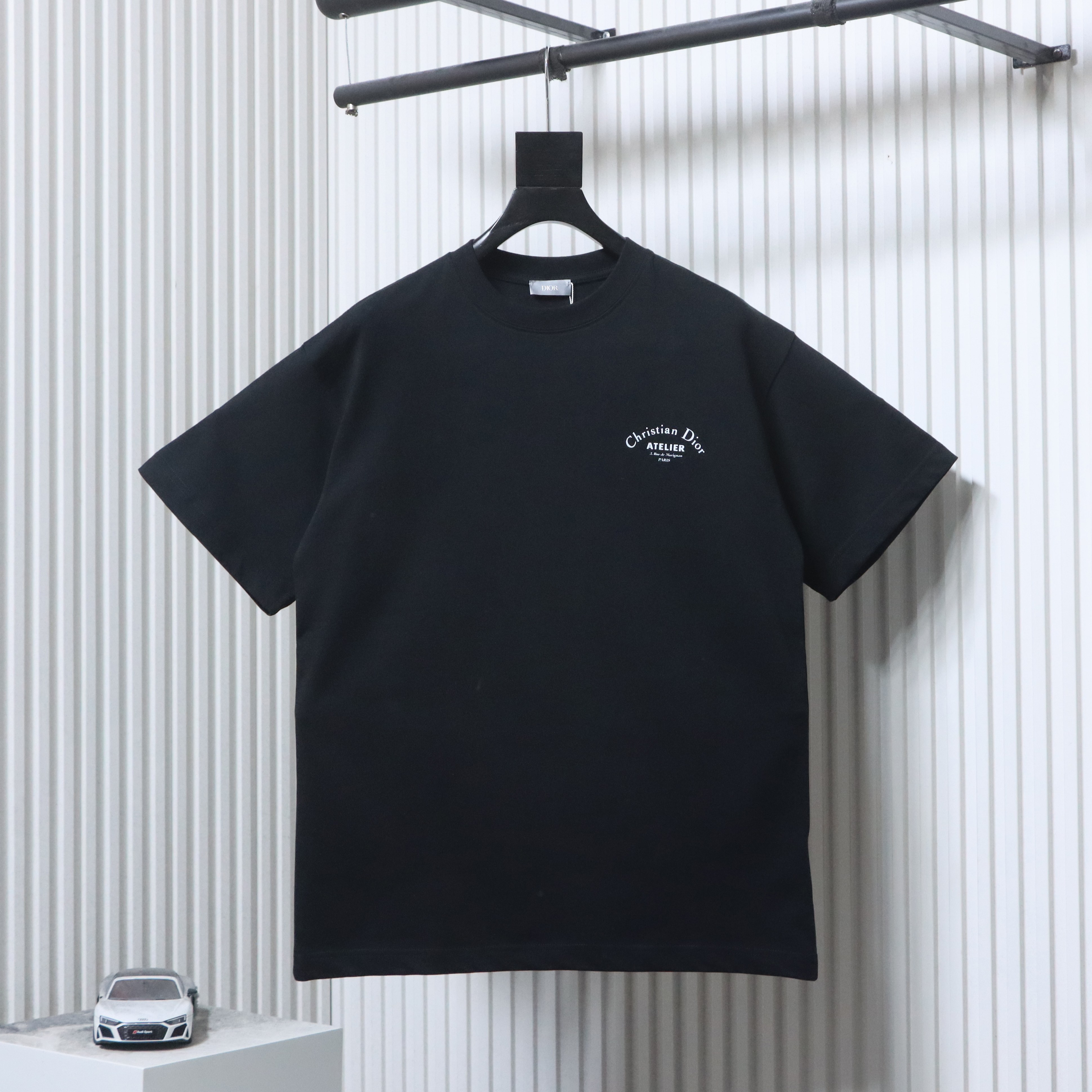 Dior Curved Letter Logo Print T-Shirt Black H130