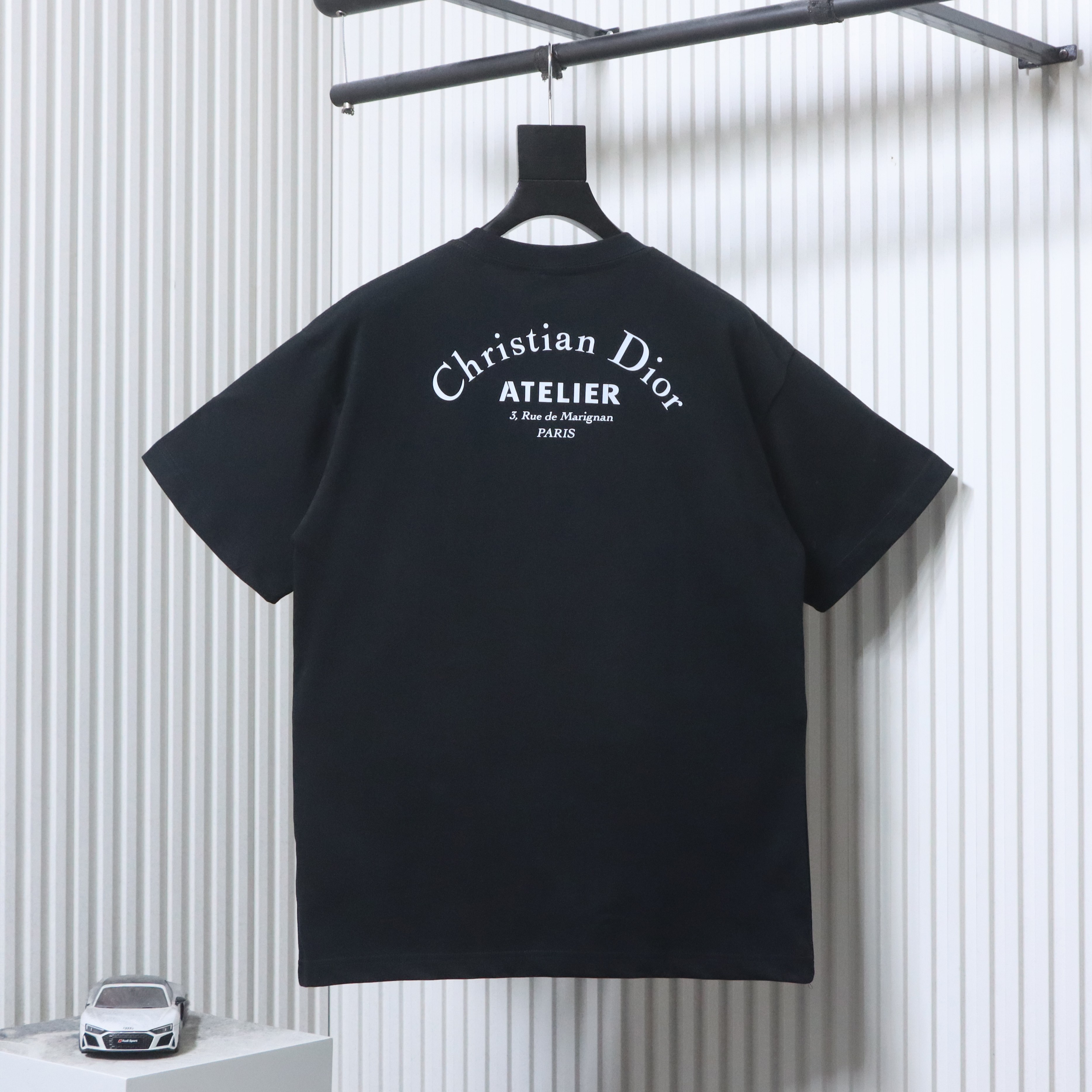 Dior Curved Letter Logo Print T-Shirt Black H130