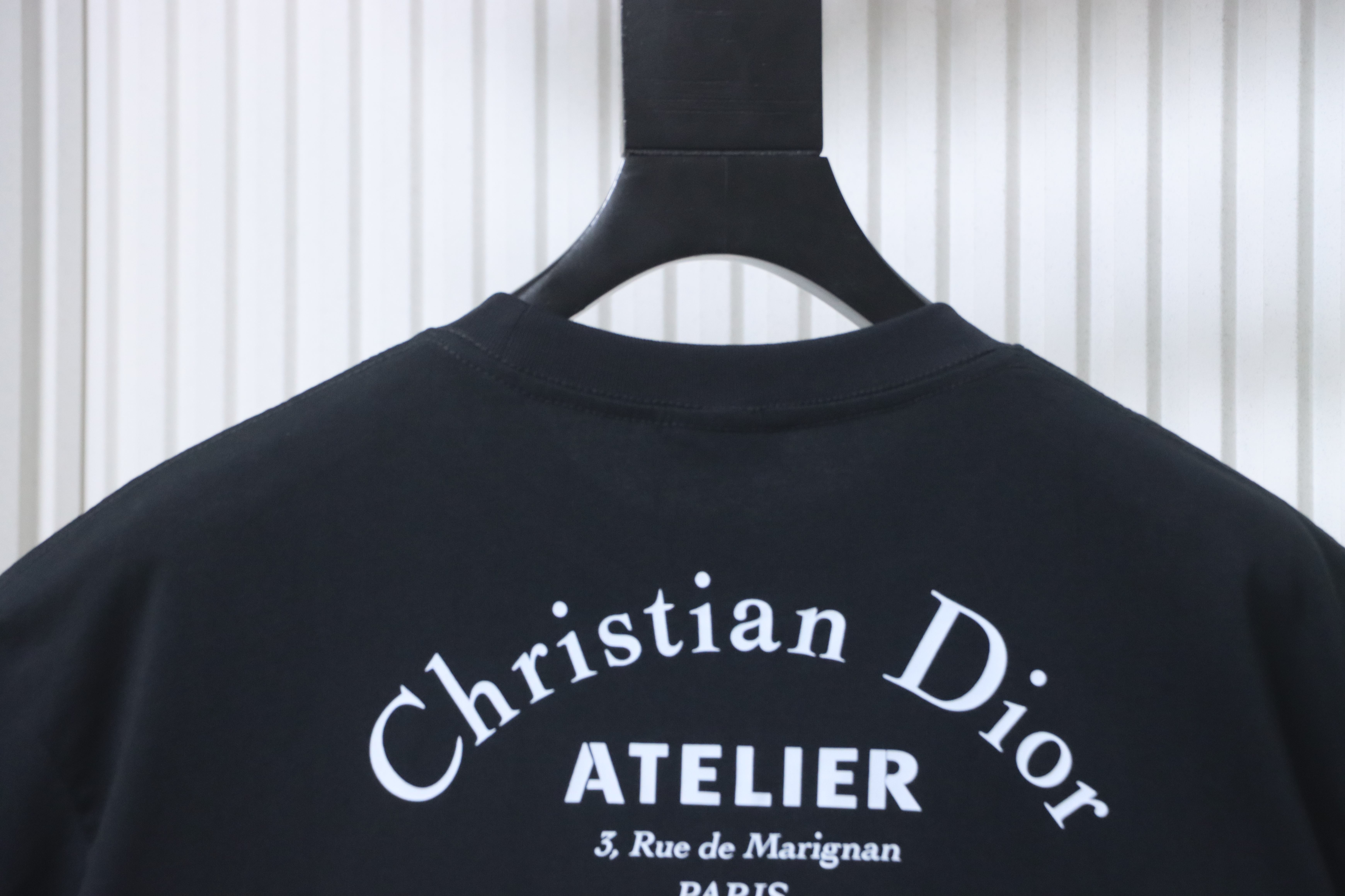Dior Curved Letter Logo Print T-Shirt Black H130