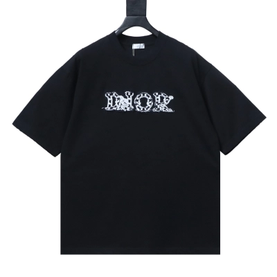 Dior Distressed Appliqué Letter T-Shirt Black h150 01