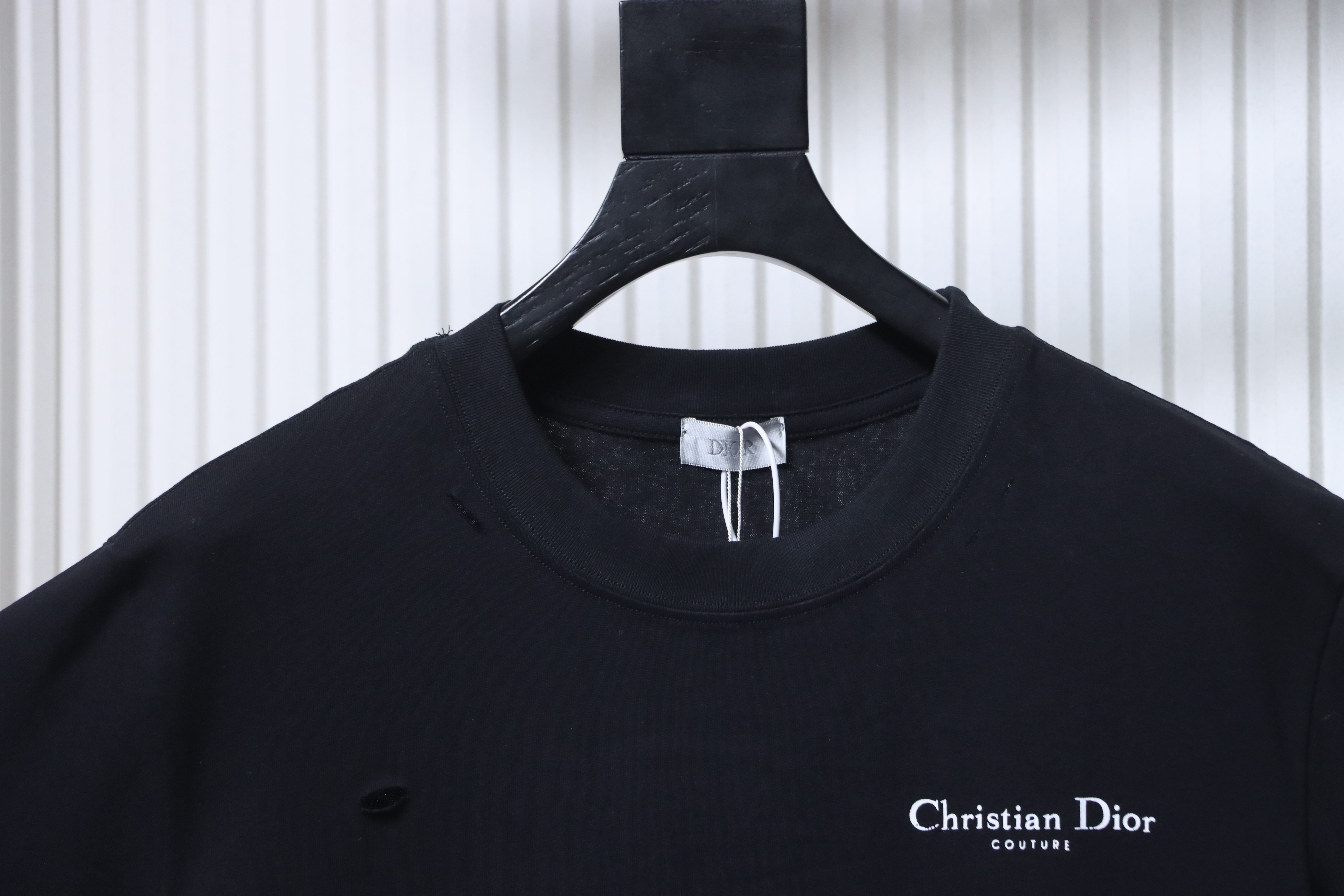 Dior Distressed Letter Logo Print T-Shirt Black H160