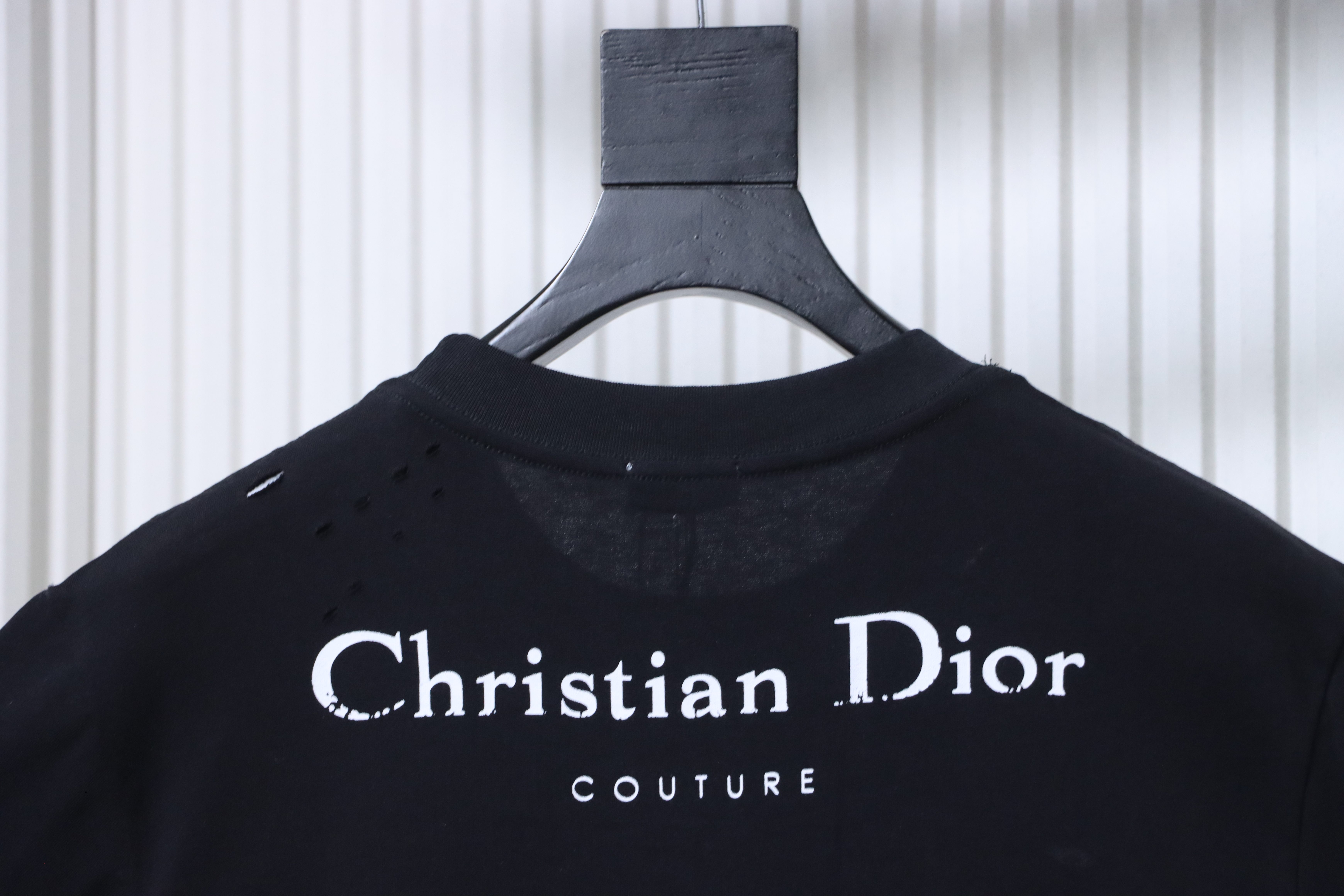 Dior Distressed Letter Logo Print T-Shirt Black H160