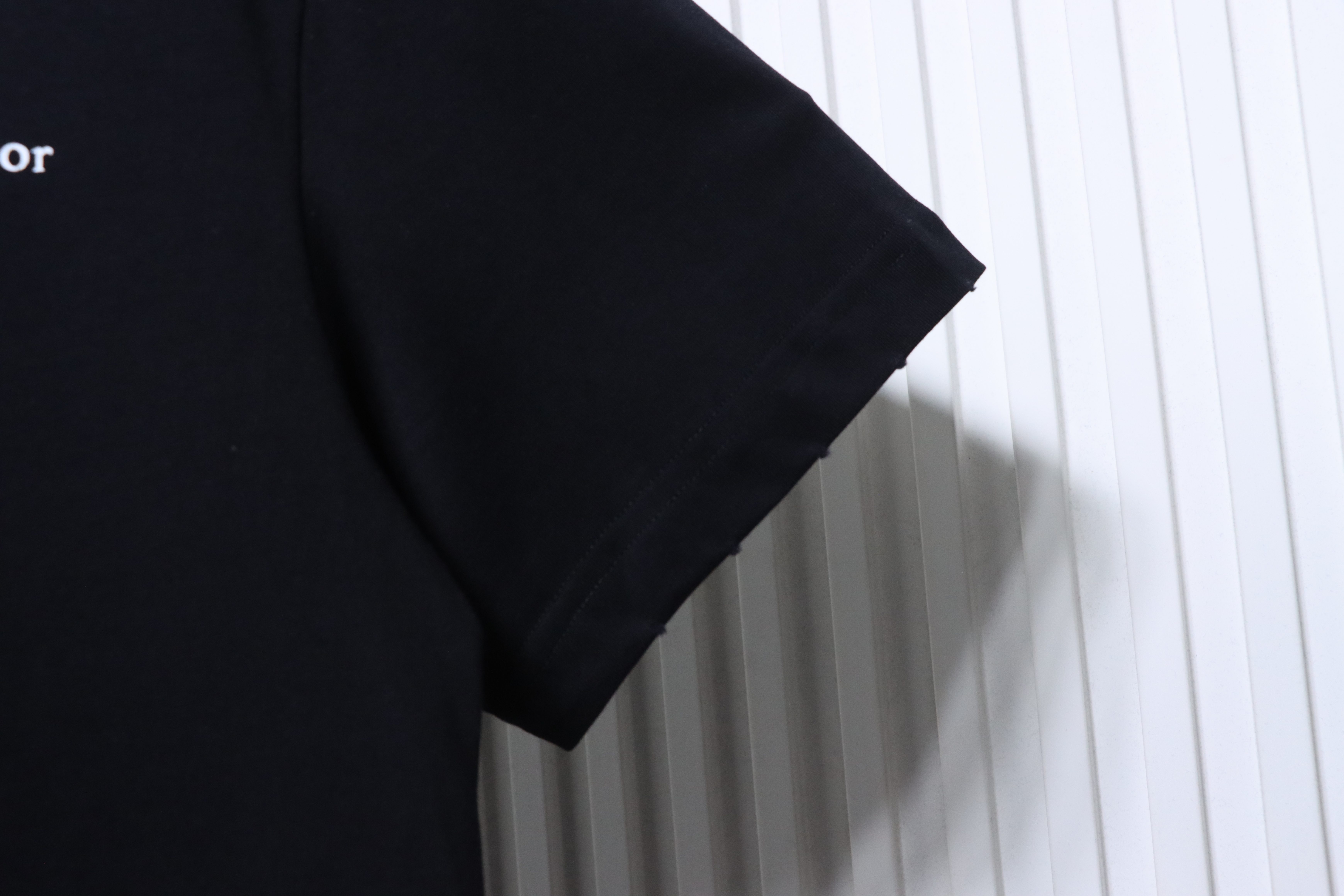 Dior Distressed Letter Logo Print T-Shirt Black H160